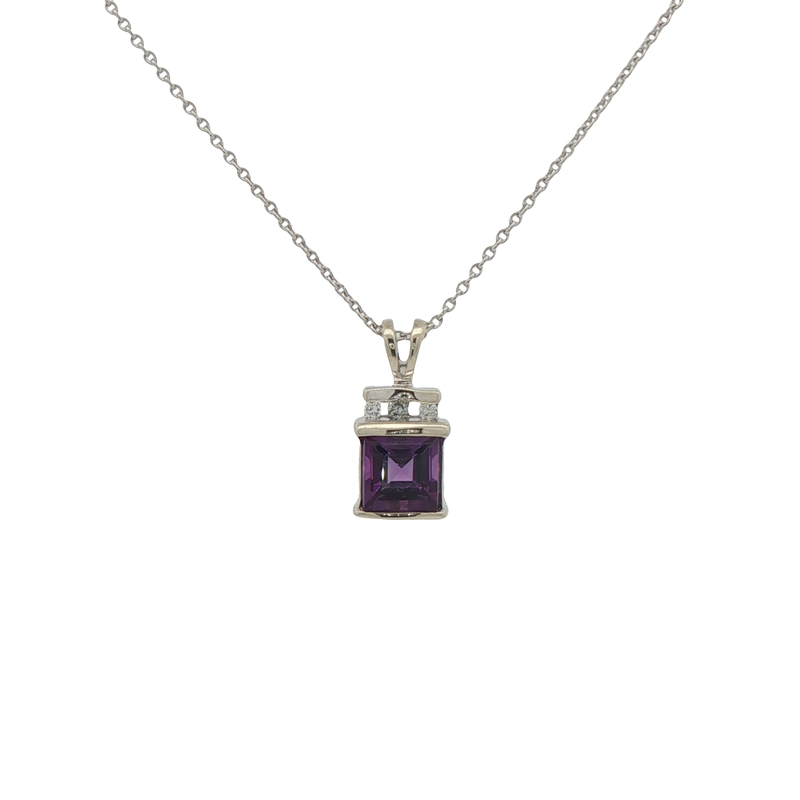14k Two-toned Amethyst And Diamond Pendant