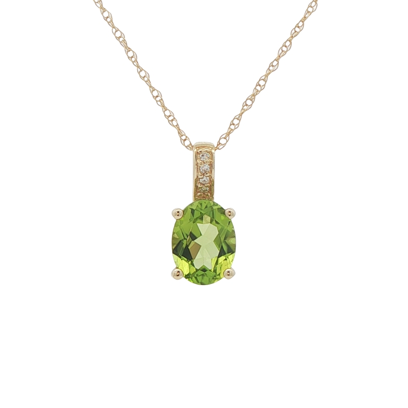 14k Yellow Gold Peridot And Diamond Pendant