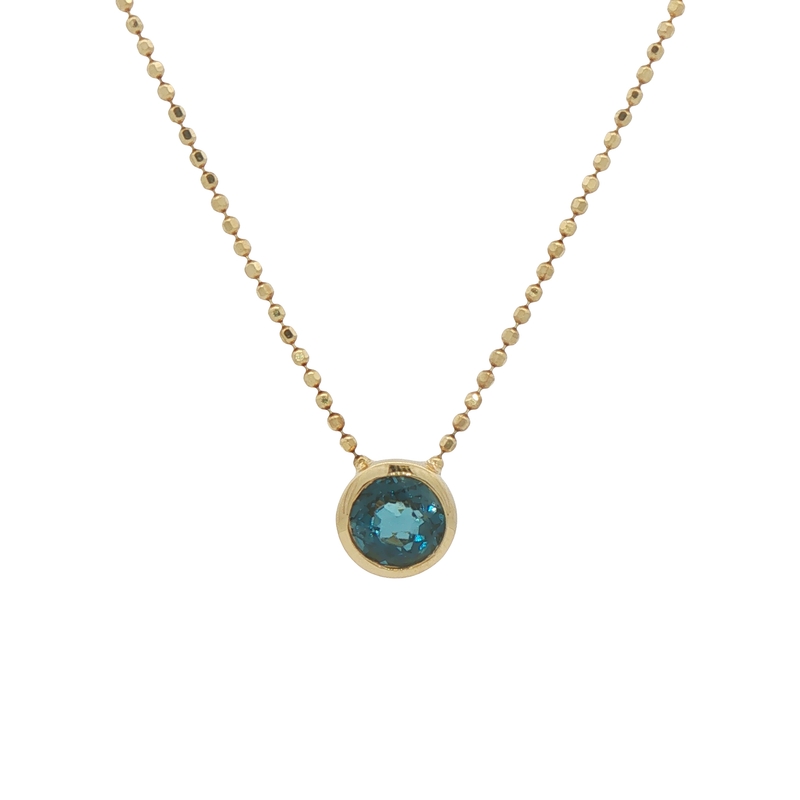 14k Yellow Gold London Blue Topaz Necklace