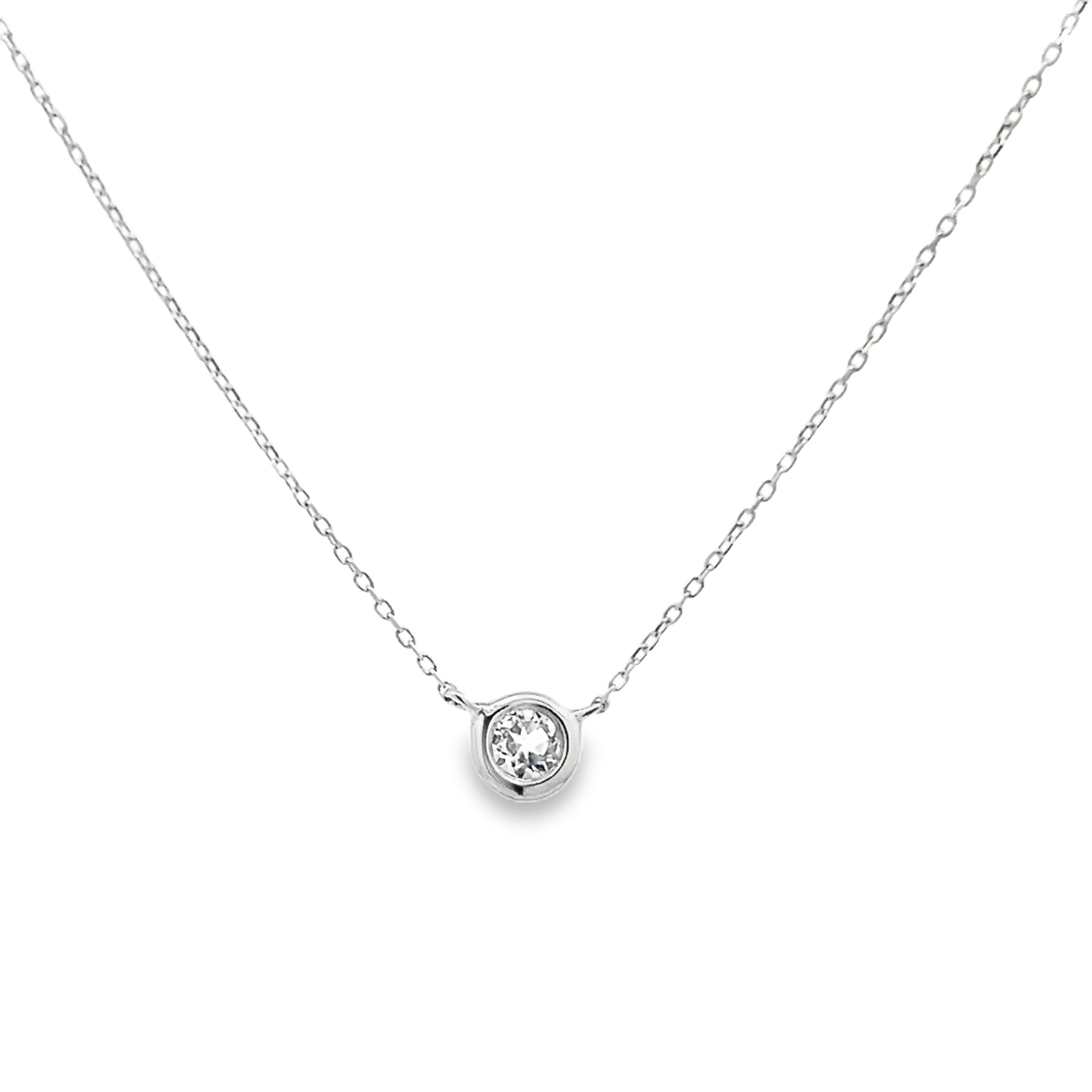 14k White Gold White Topaz Necklace