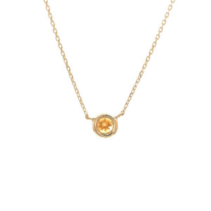 14 karat yellow gold solitaire necklace with One 0.11ct round mixed cut Citrine
