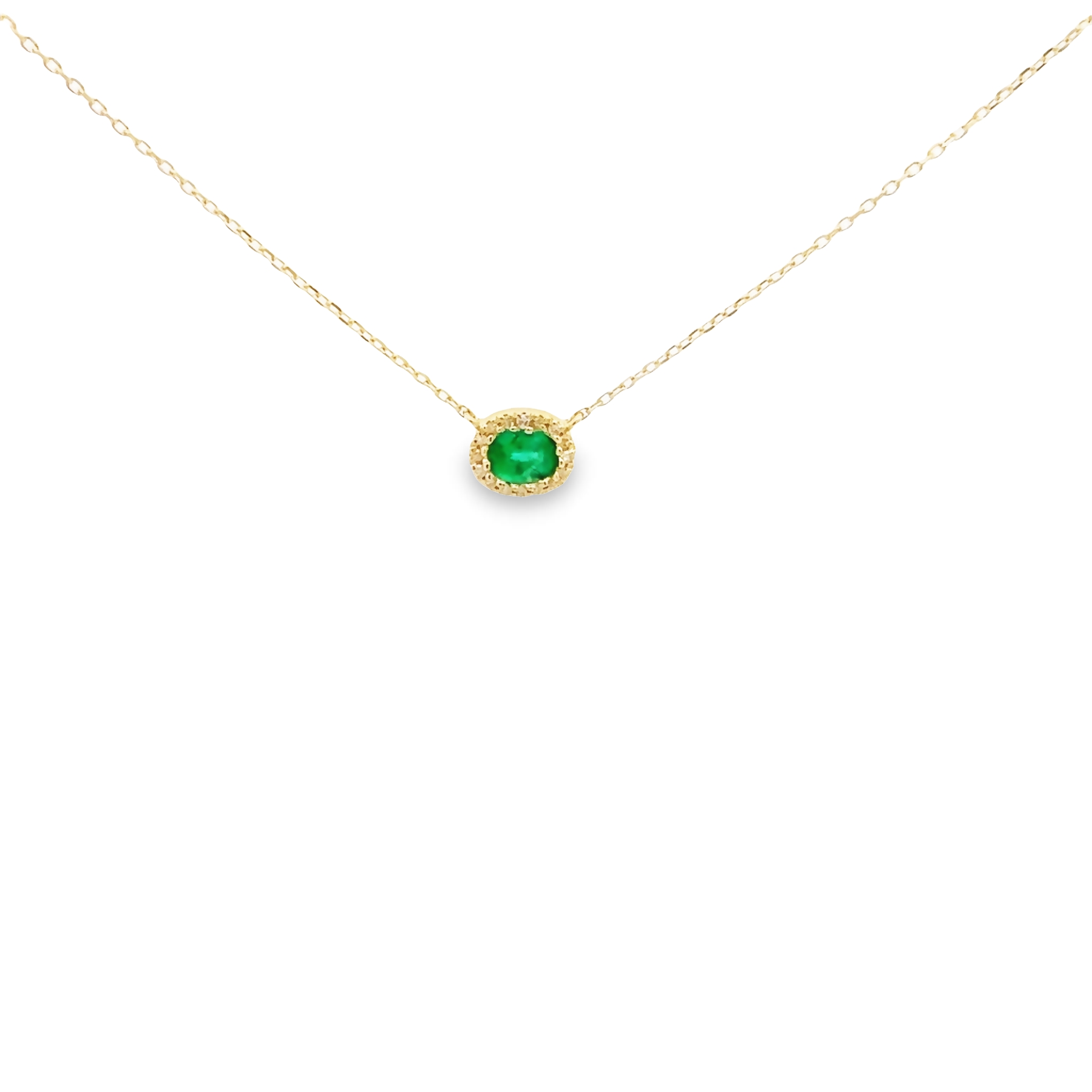 14k Yellow Gold Emerald Necklace
