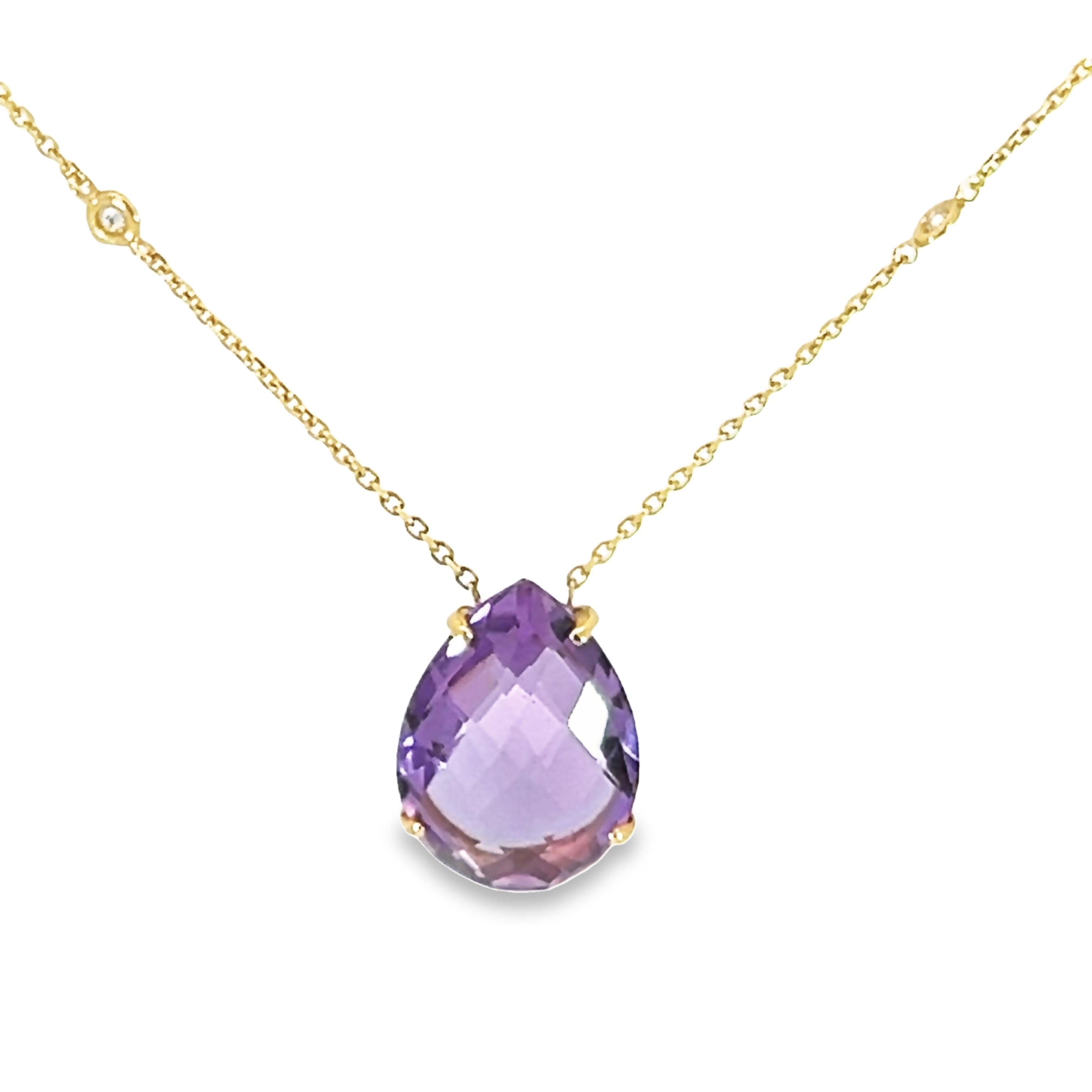 14k Yellow Gold Amethyst Necklace
