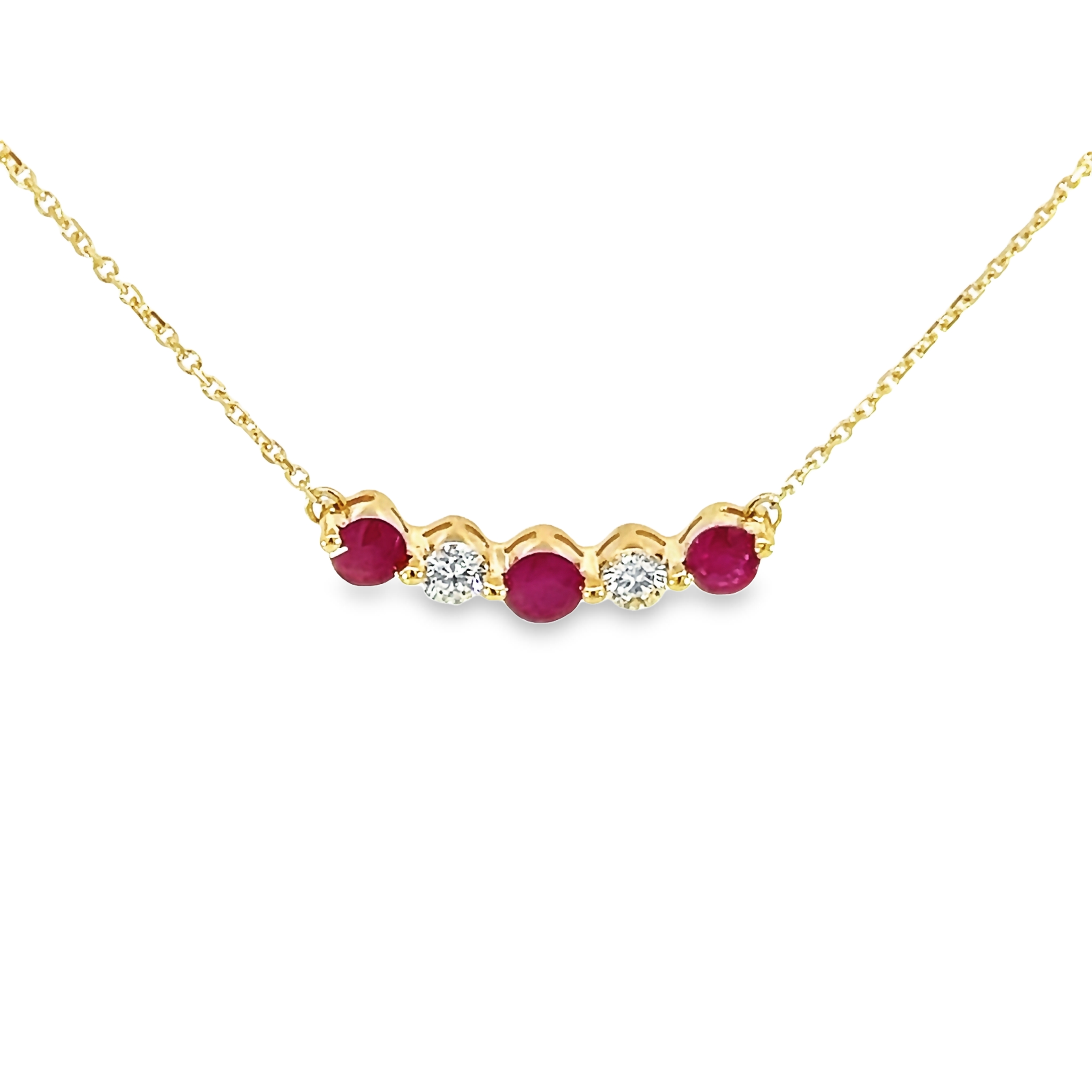 14k Yellow Gold Ruby Bar Necklace