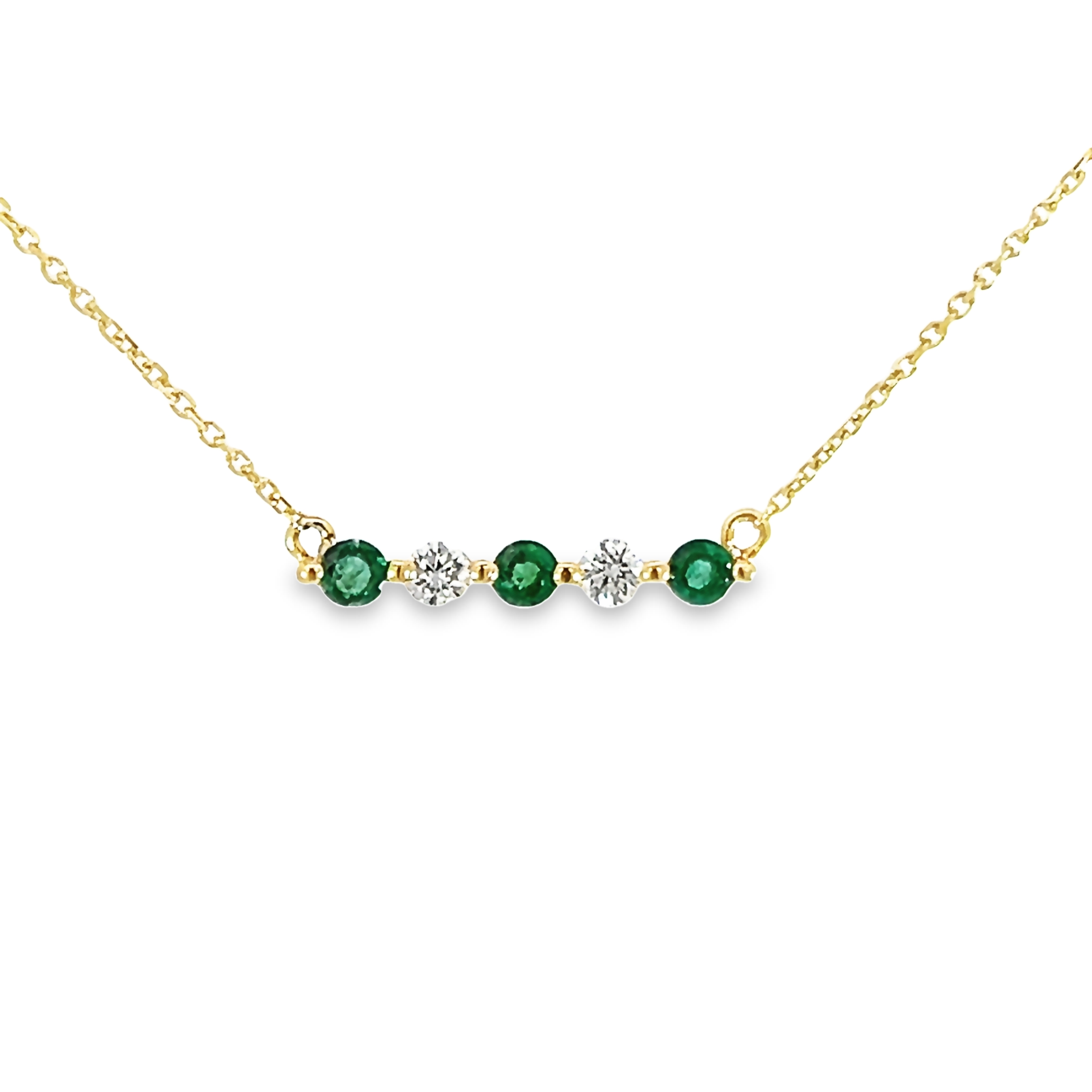 14k Yellow Gold Emerald Bar Necklace