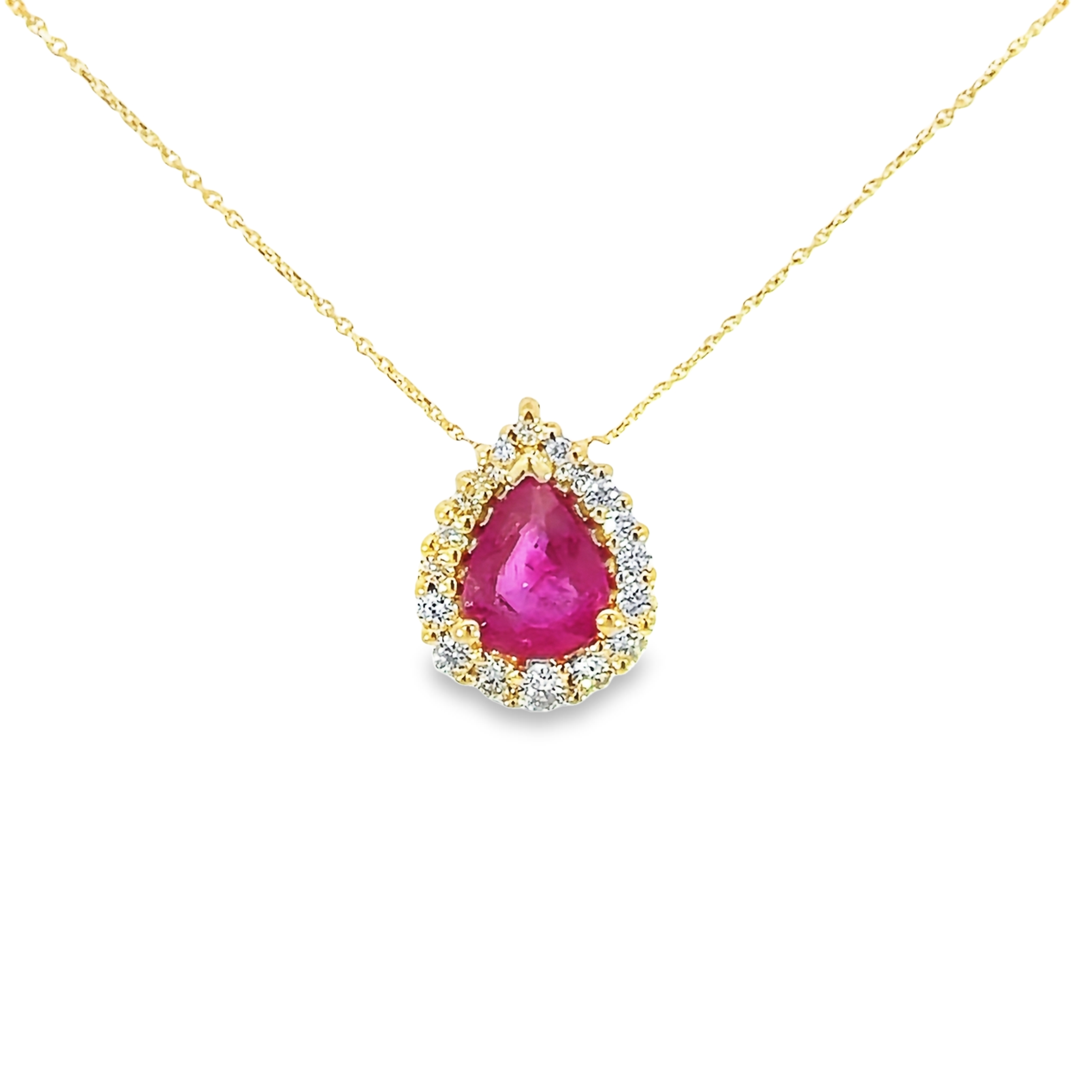 14k Yellow Gold Ruby Necklace