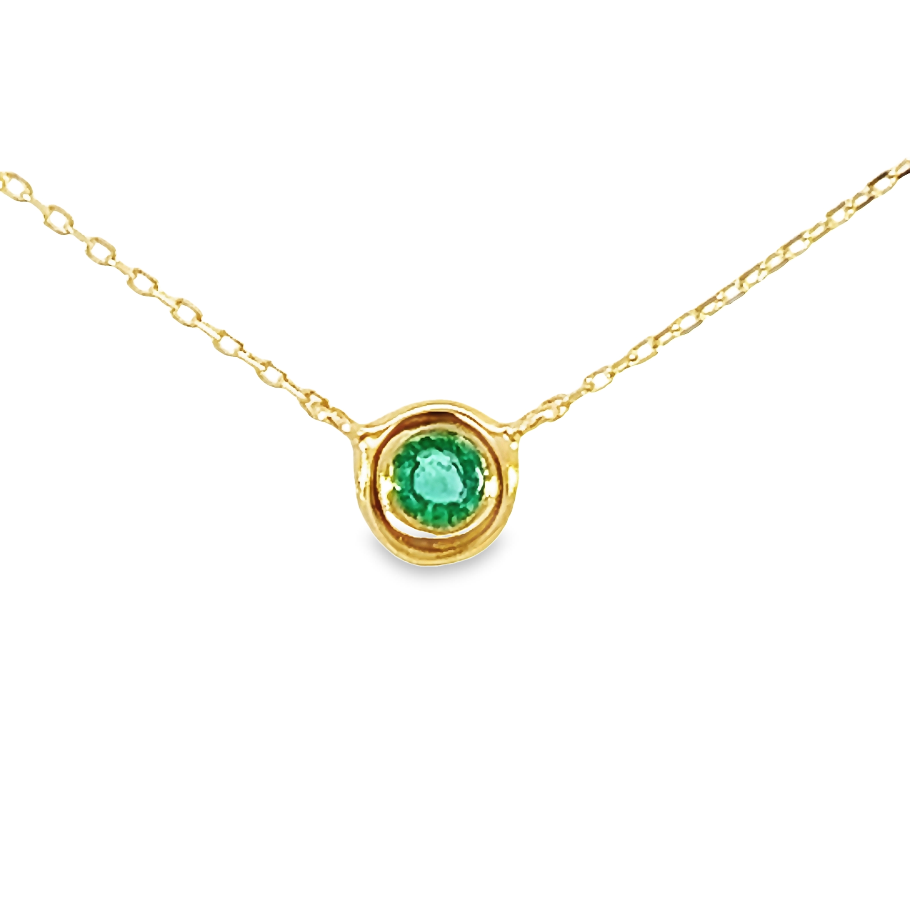 14k Yellow Gold Emerald Necklace