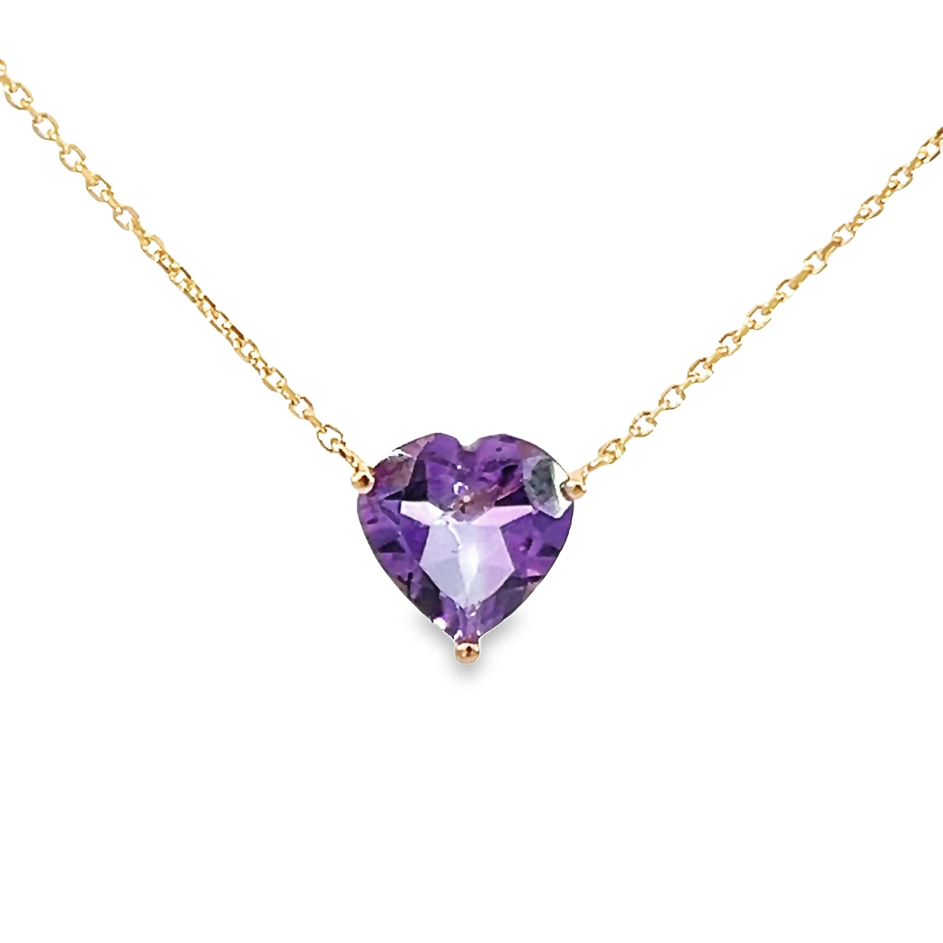 14k Rose Gold Amethyst Heart Necklace