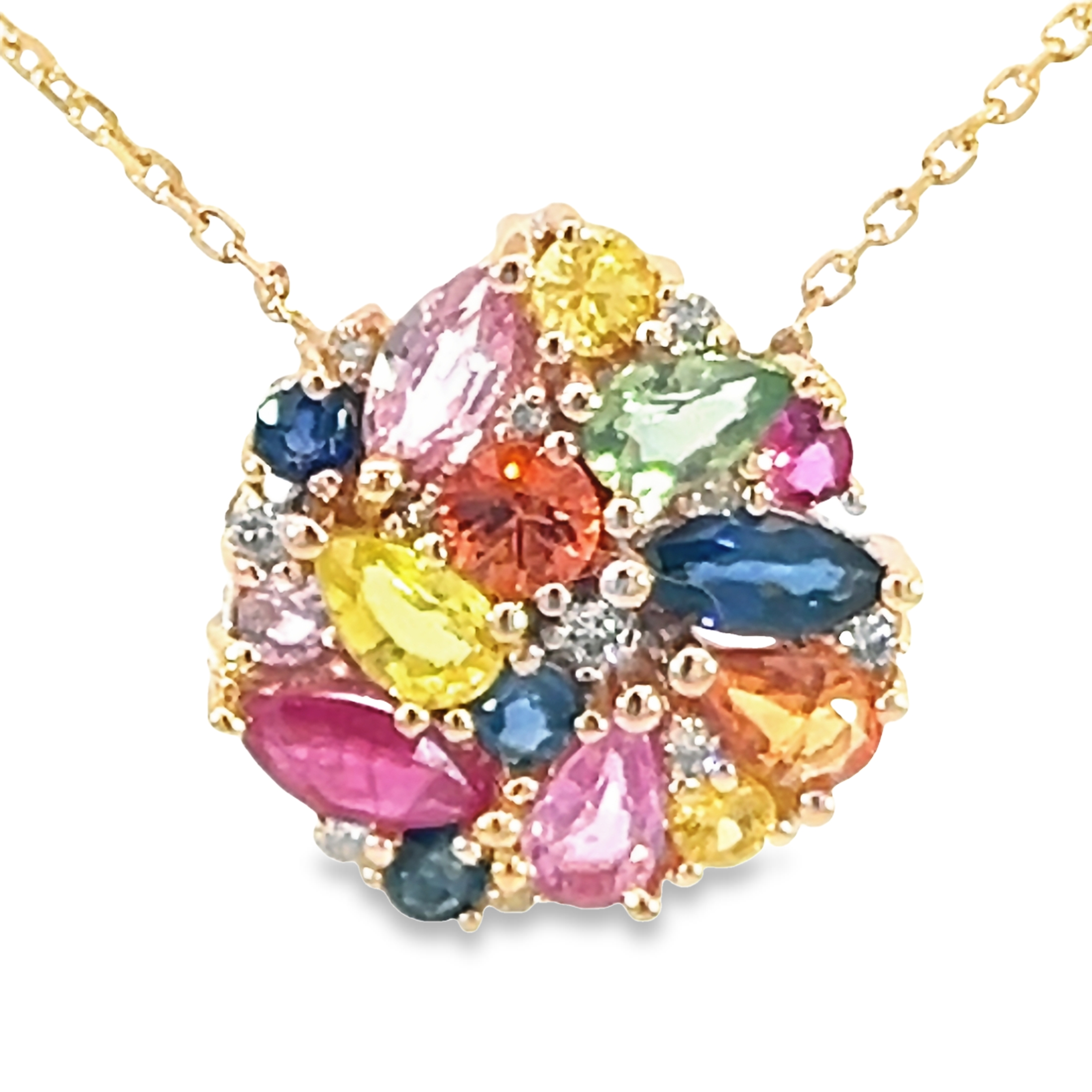 14k Rose Gold Sapphire Cluster Necklace
