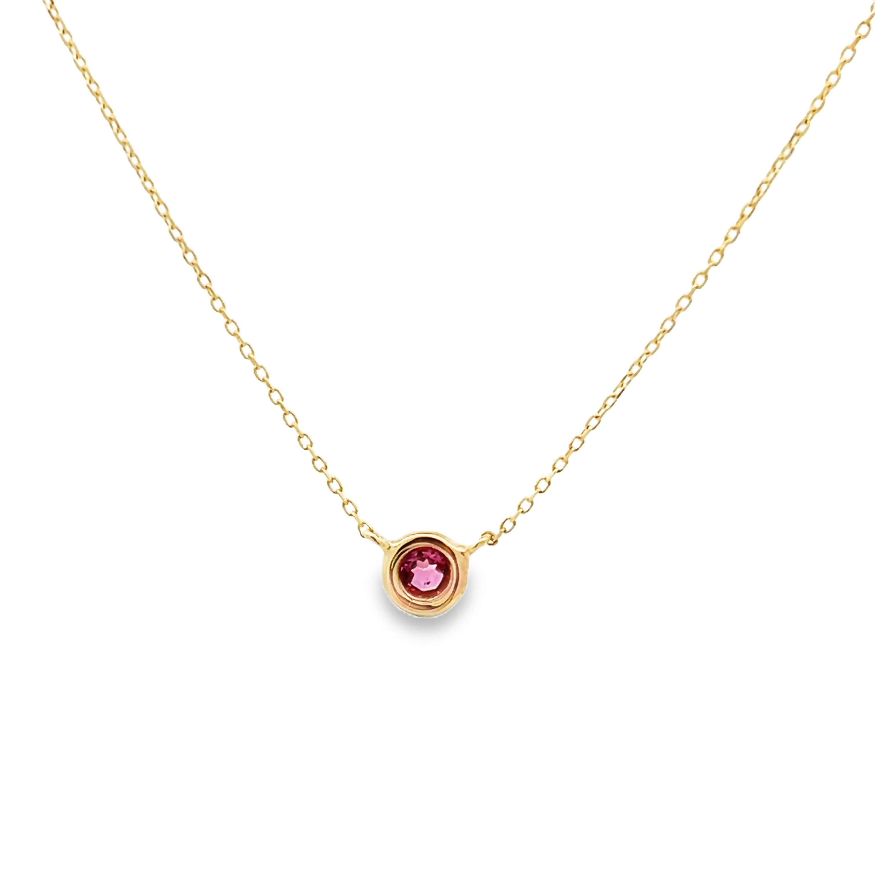 14k Yellow Gold Pink Tourmaline Necklace