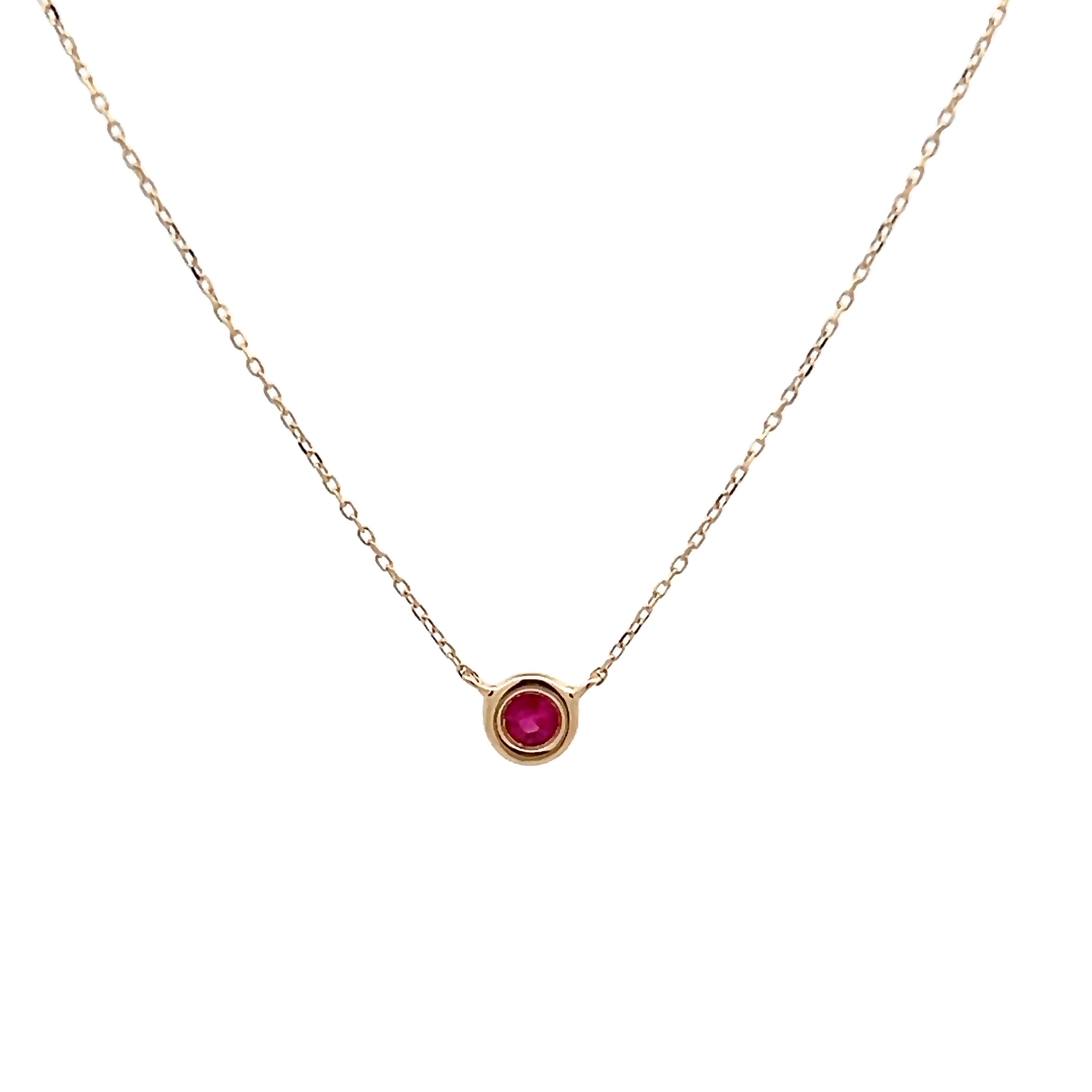14k Yellow Gold Ruby Necklace