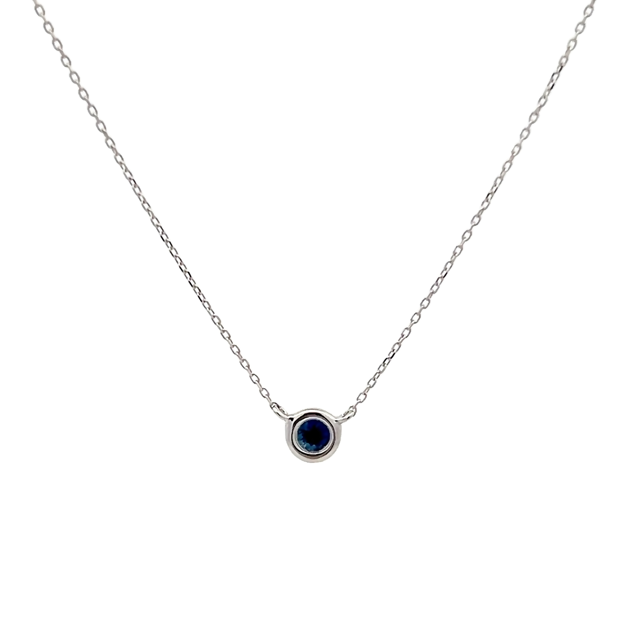14k White Gold Sapphire Pendant