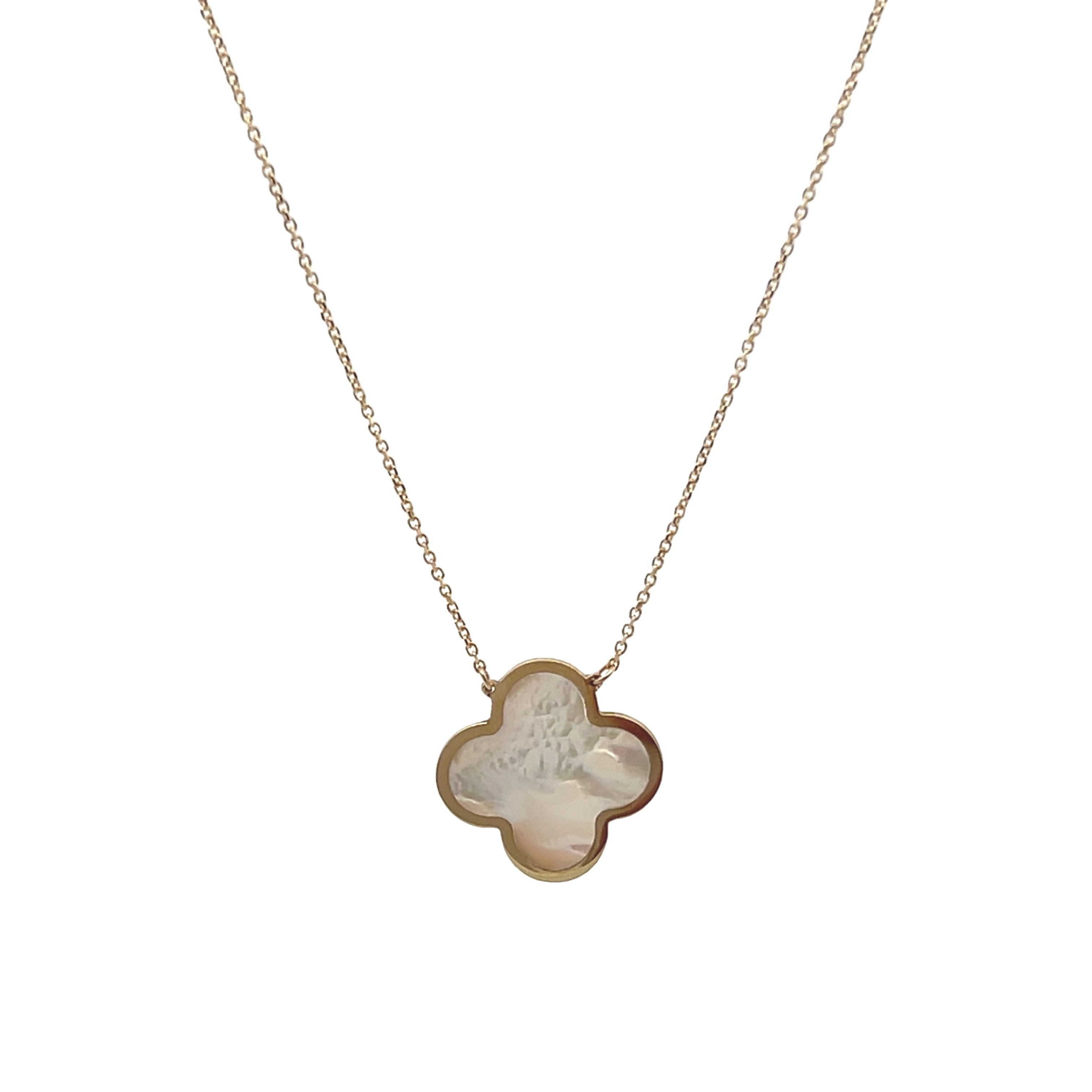 14k Yellow Gold Mother Of Pearl Clover Pendant