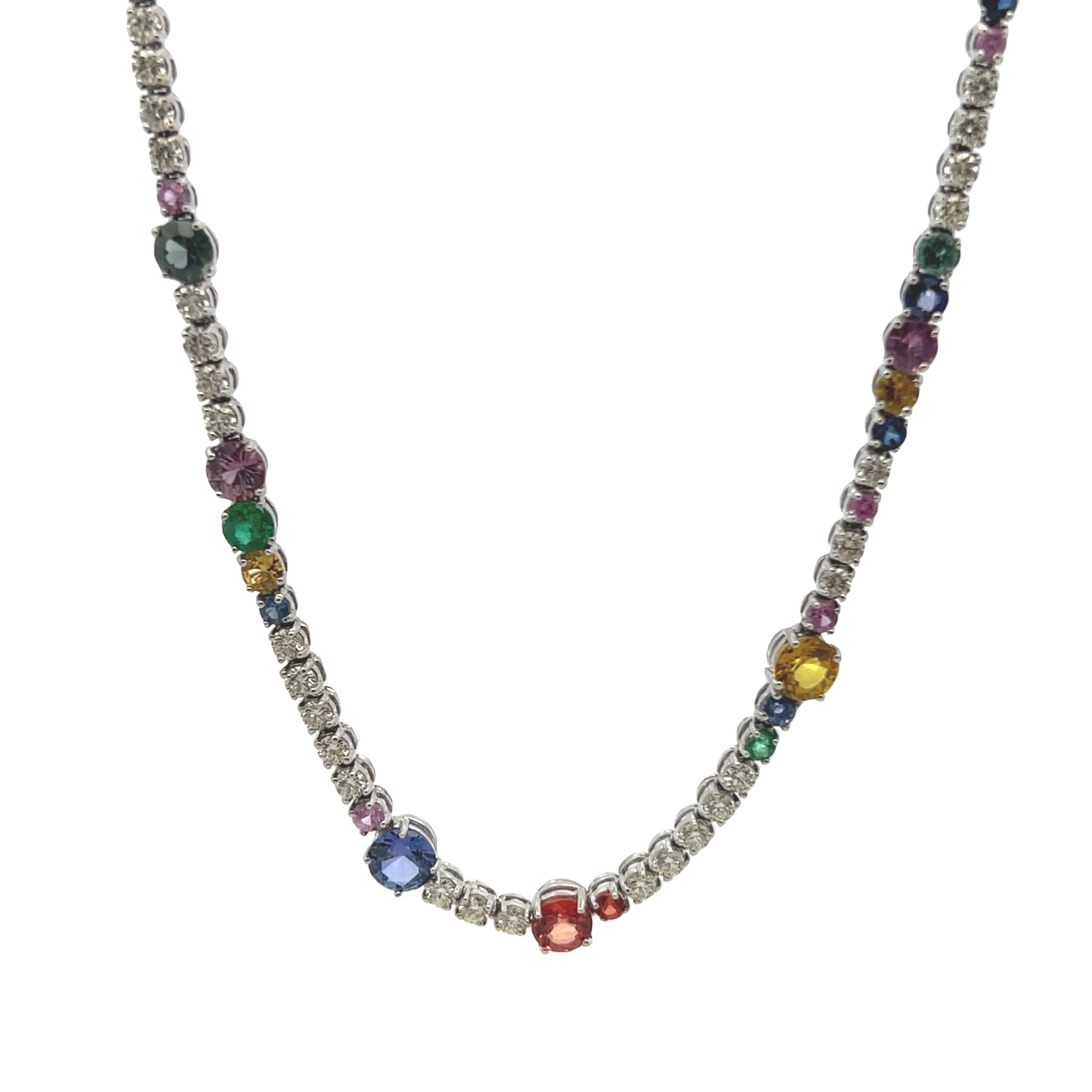 14k White Gold Sapphire And Diamond Necklace