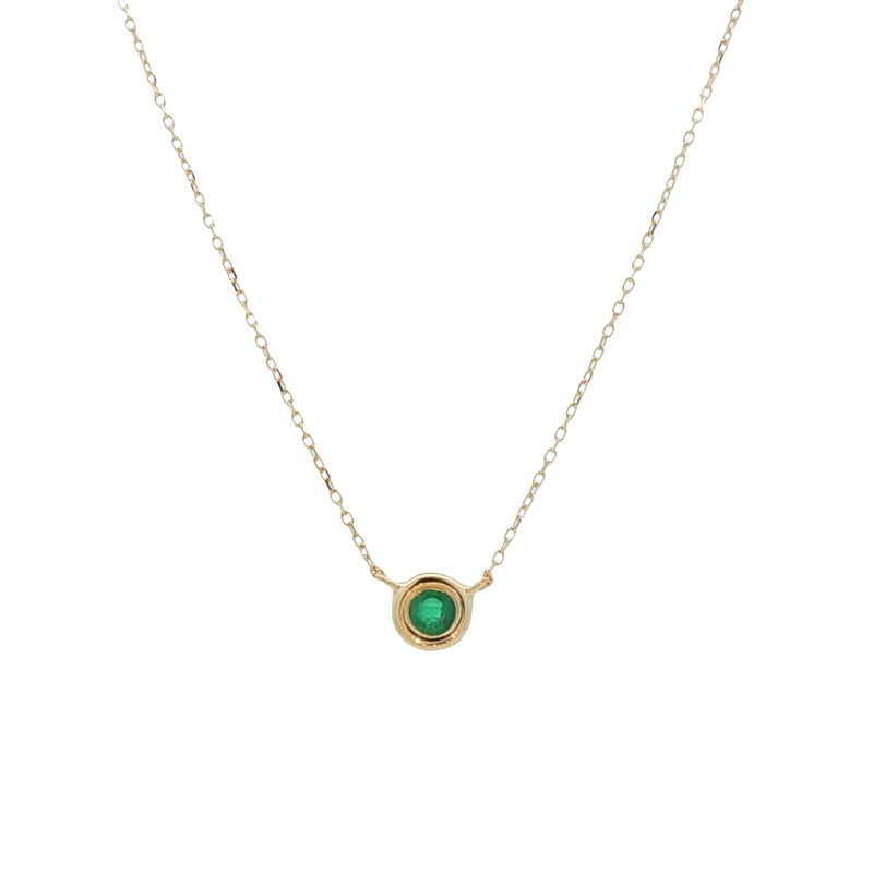 14k Yellow Gold Emerald Necklace