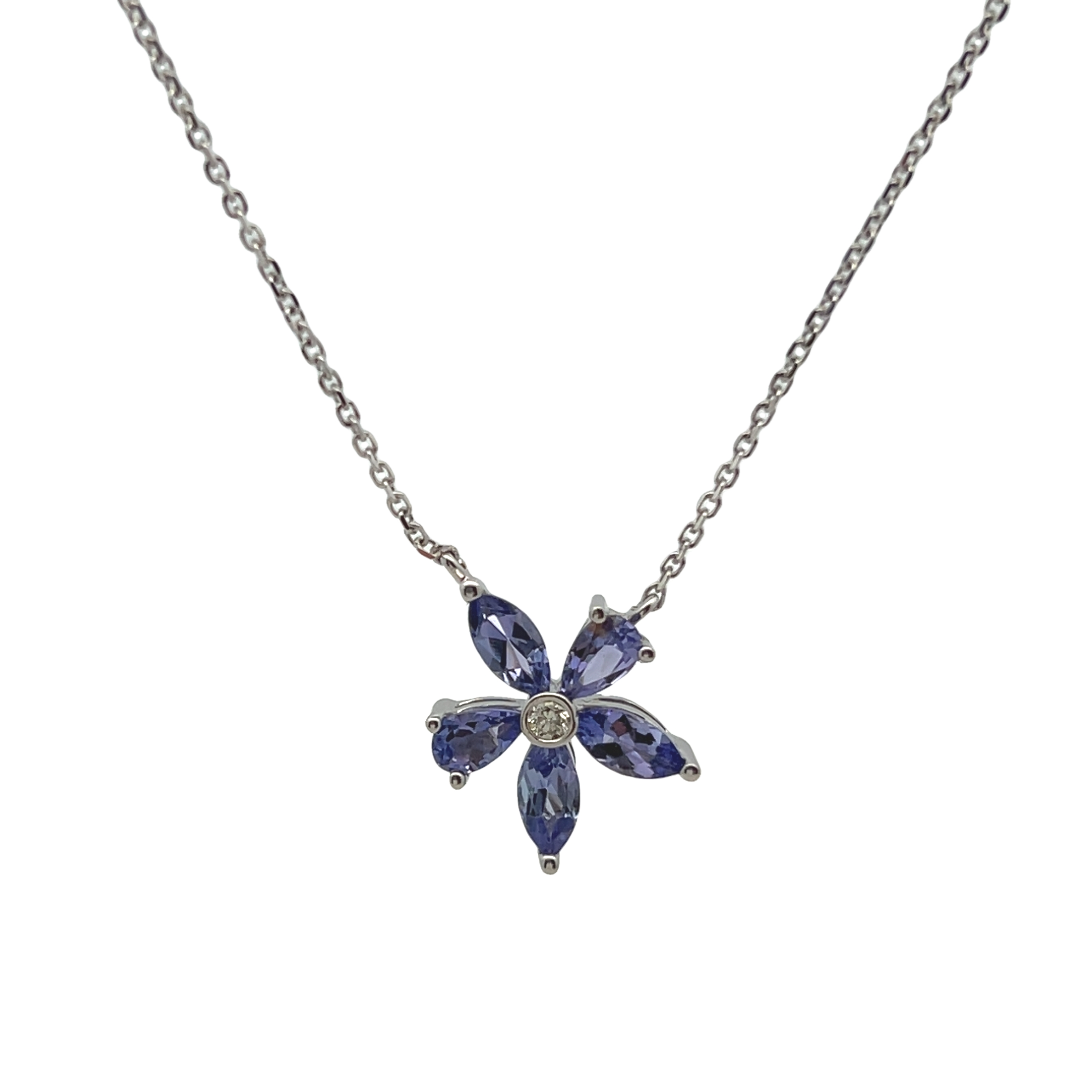 14k White Gold Flower Pendant