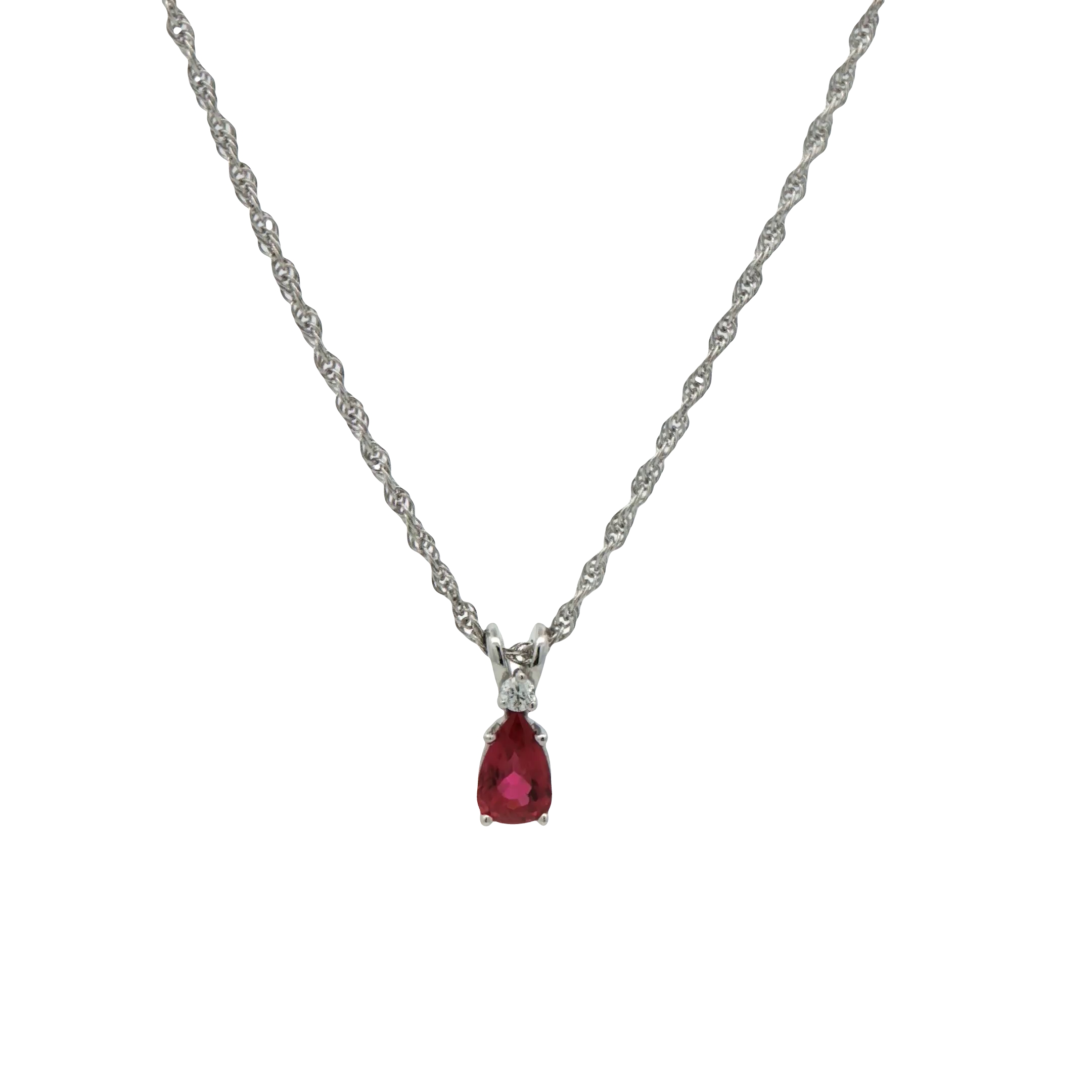 14k White Gold Ruby And Diamond Necklace