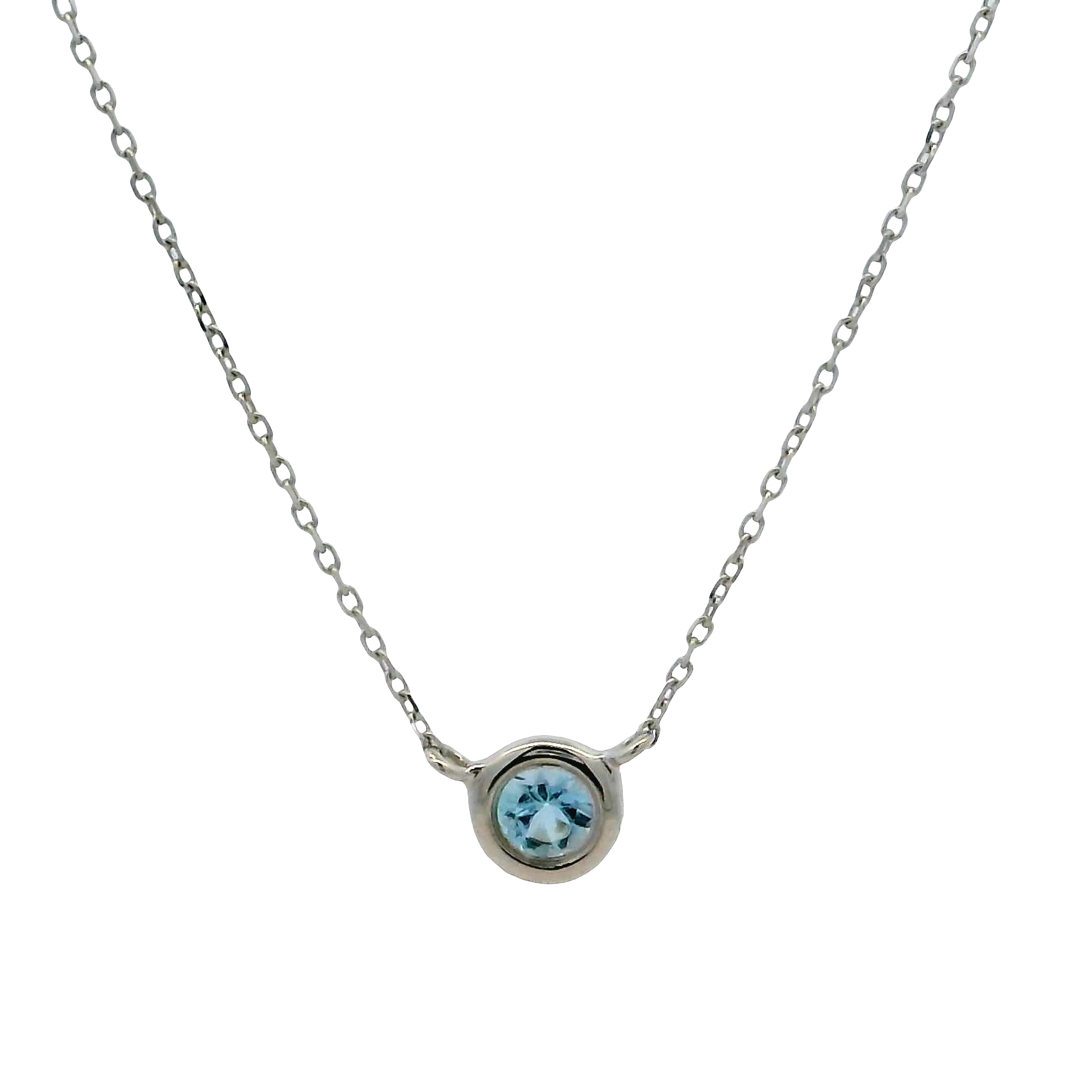 14k White Gold Aquamarine Necklace