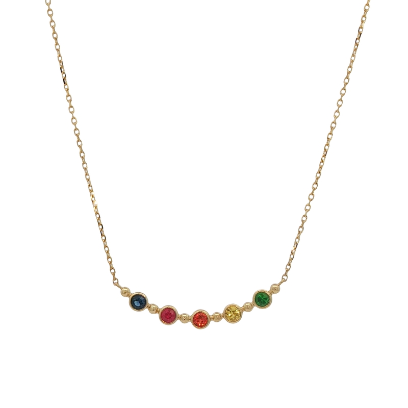 14k Yellow Gold Sapphire Bar Necklace