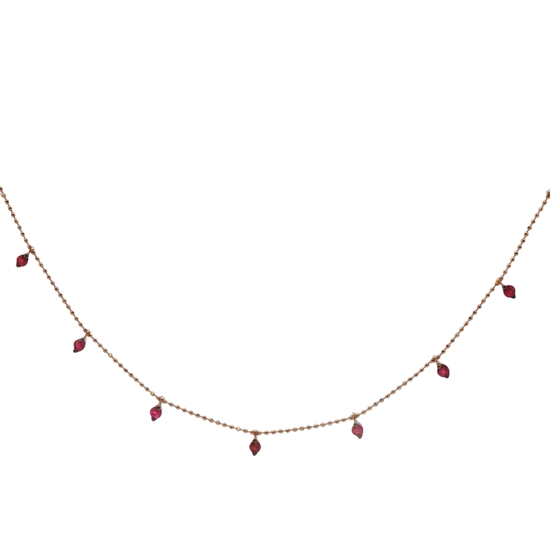 14k Yellow Gold Ruby Station Necklace