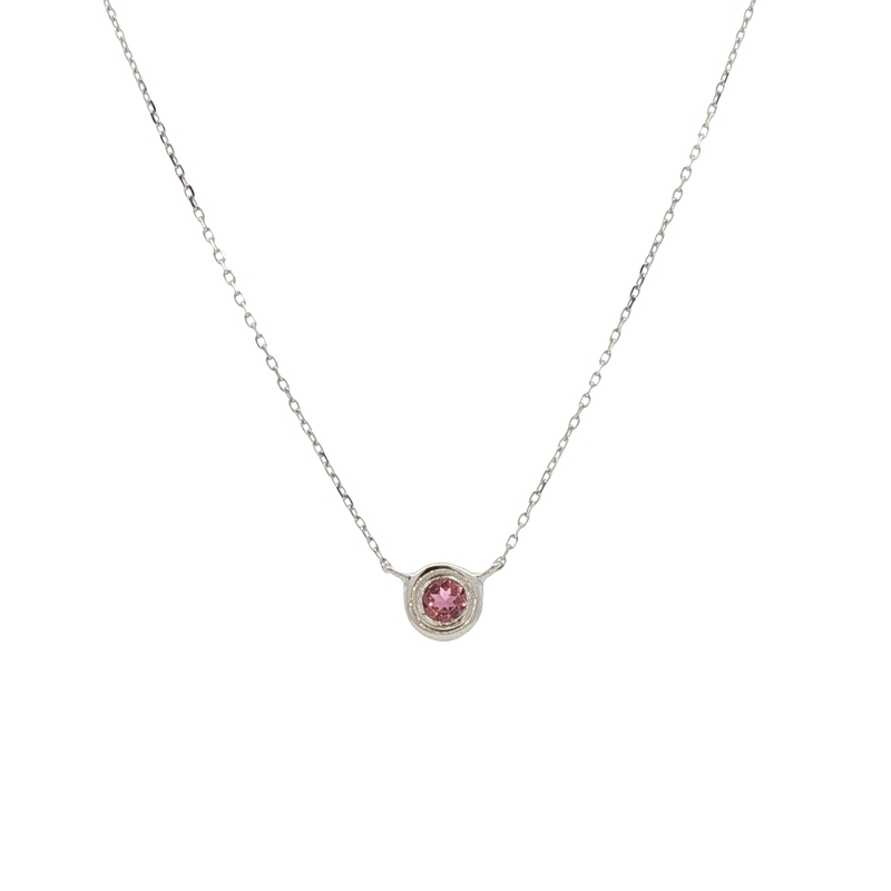14k White Gold Pink Tourmaline Necklace