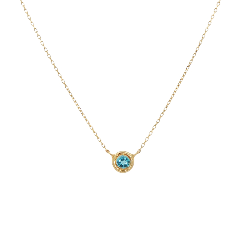 14k Yellow Gold Blue Topaz Necklace