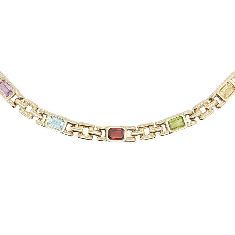 14k Yellow Gold Mulit-stone Necklace