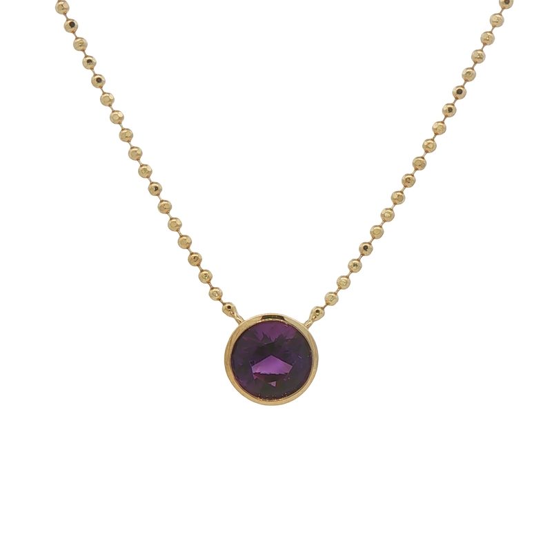 14k Yellow Gold Amethyst Necklace