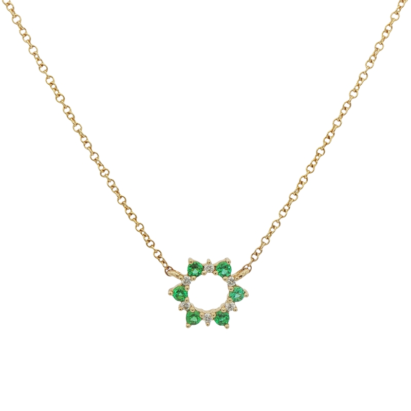 14k Yellow Gold Emerald Pendand Necklace