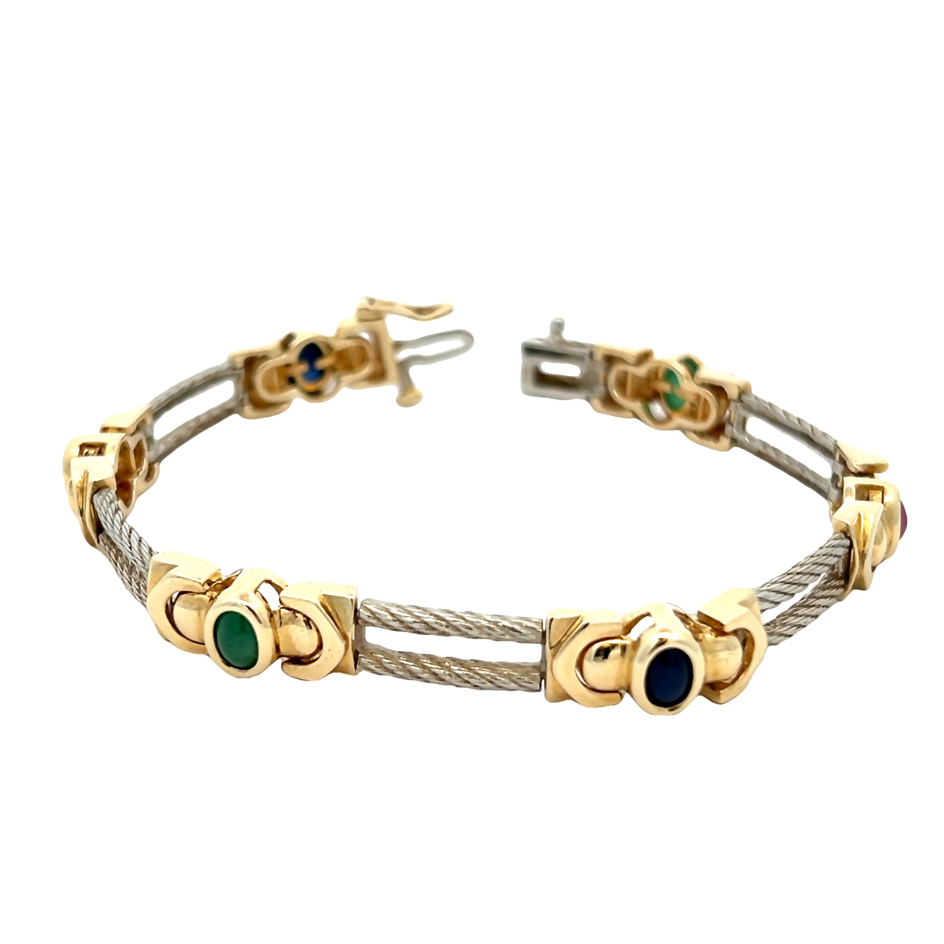 14k Yellow Gold Gemstone Cabochon Bracelet