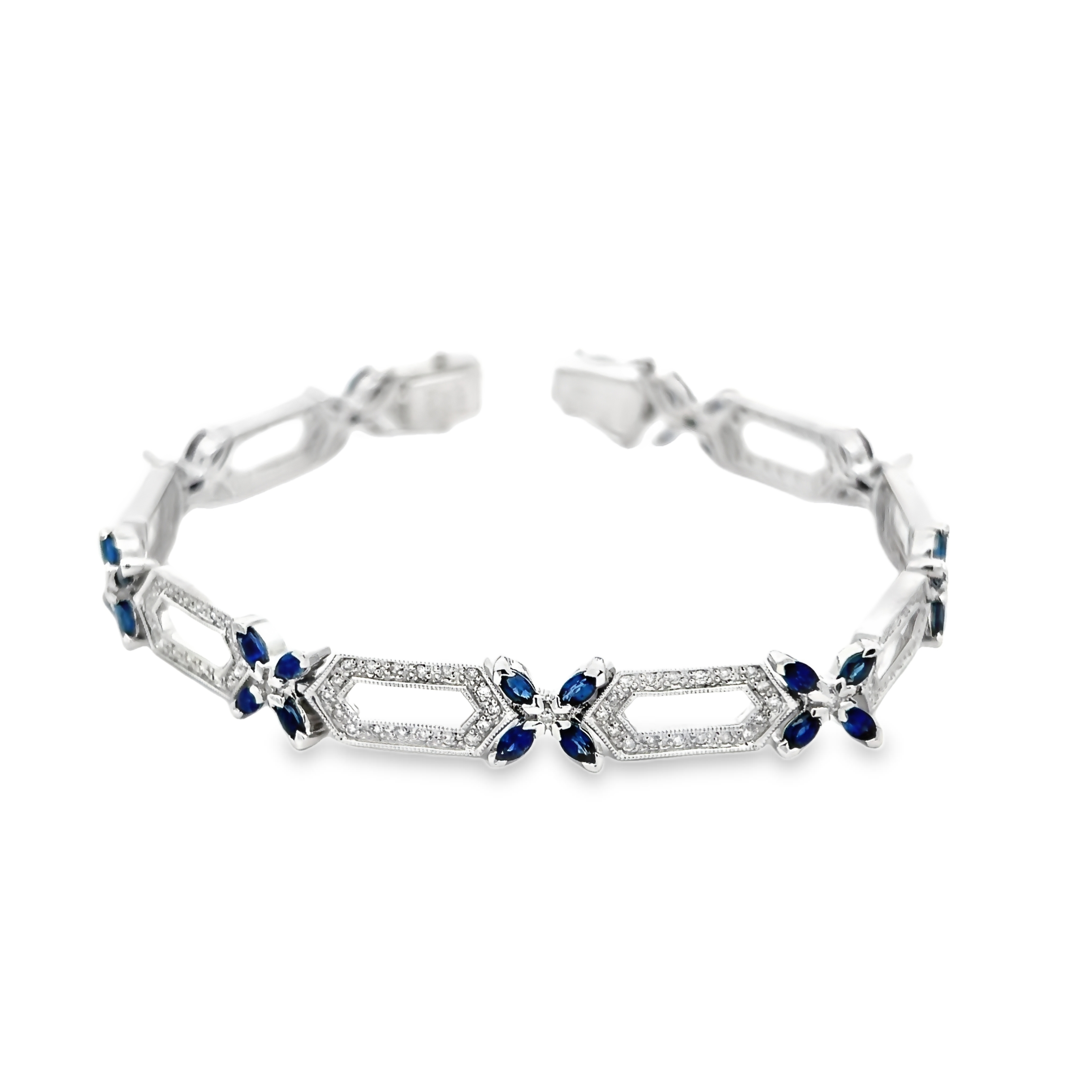 18k White Gold Sapphire Link Bracelet