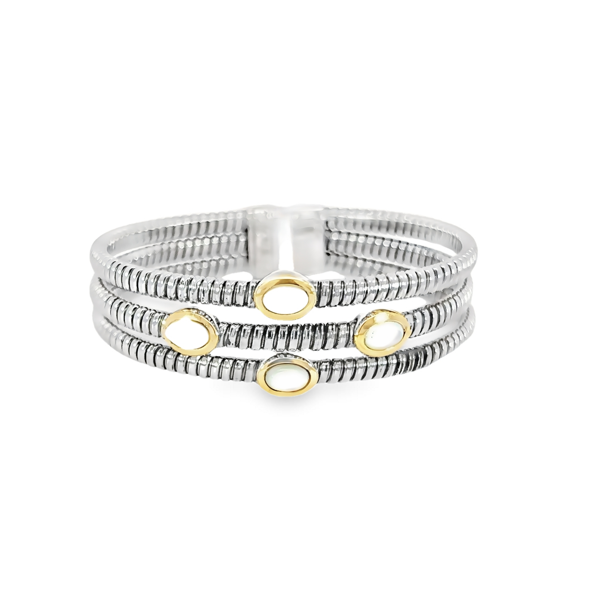 Stainless Steel Mother Of Pearl Bangle Bracelet