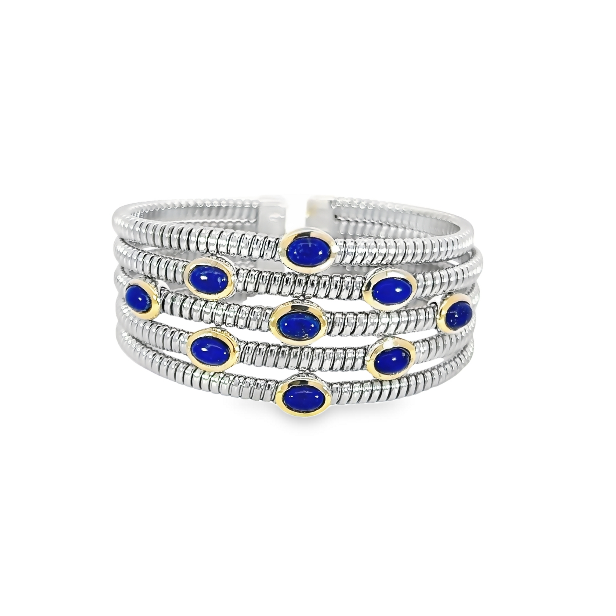 Stainless Steel Lapis Bangle Bracelet