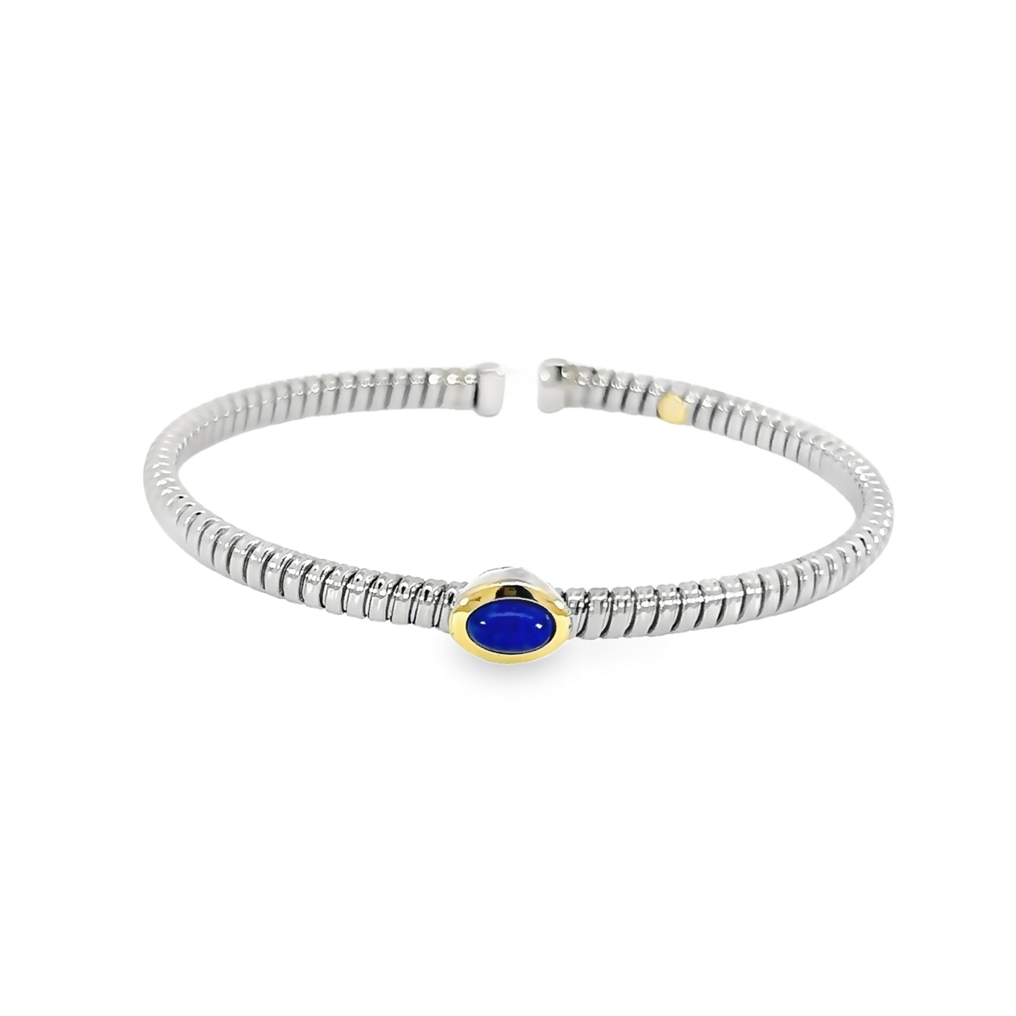 Stainless Steel Blue Lapis Bangle Bracelet
