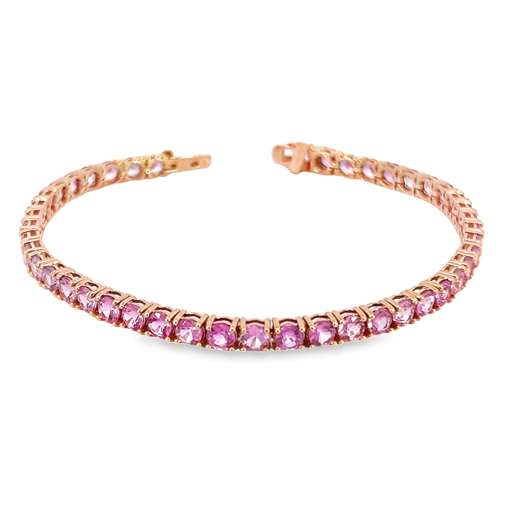 14k Rose Gold Pink Sapphire Line Bracelet