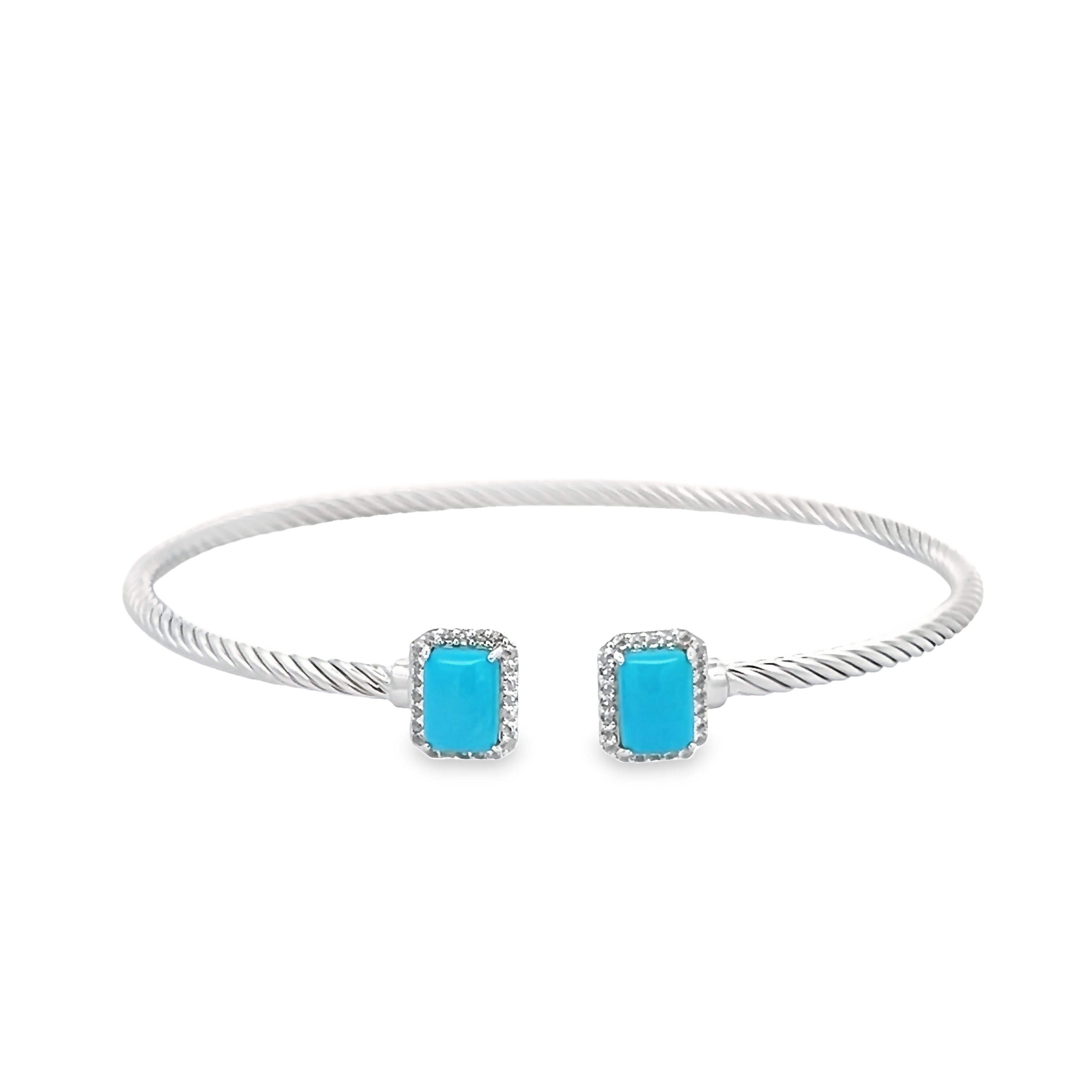 Sterling Silver Turquoise And Topaz Bangle Bracelet