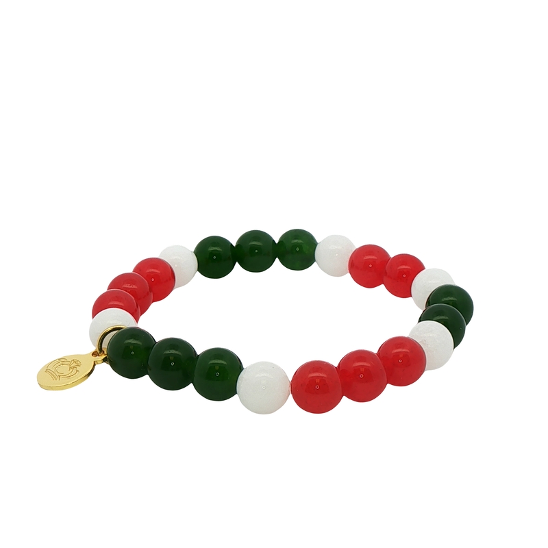 White, Green And Red Quartz Bracelet - Christmas Cash For Kids