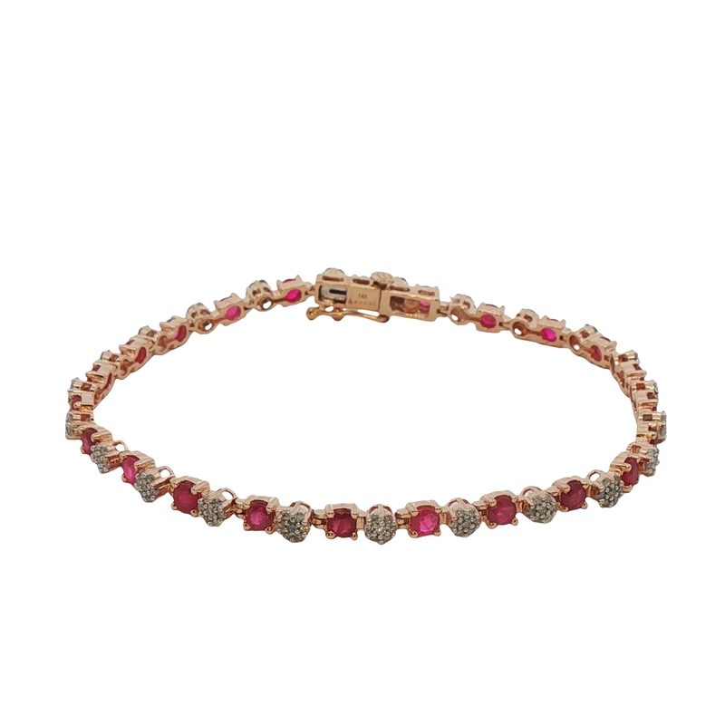 14k Yellow Gold Ruby And Diamond Bracelet