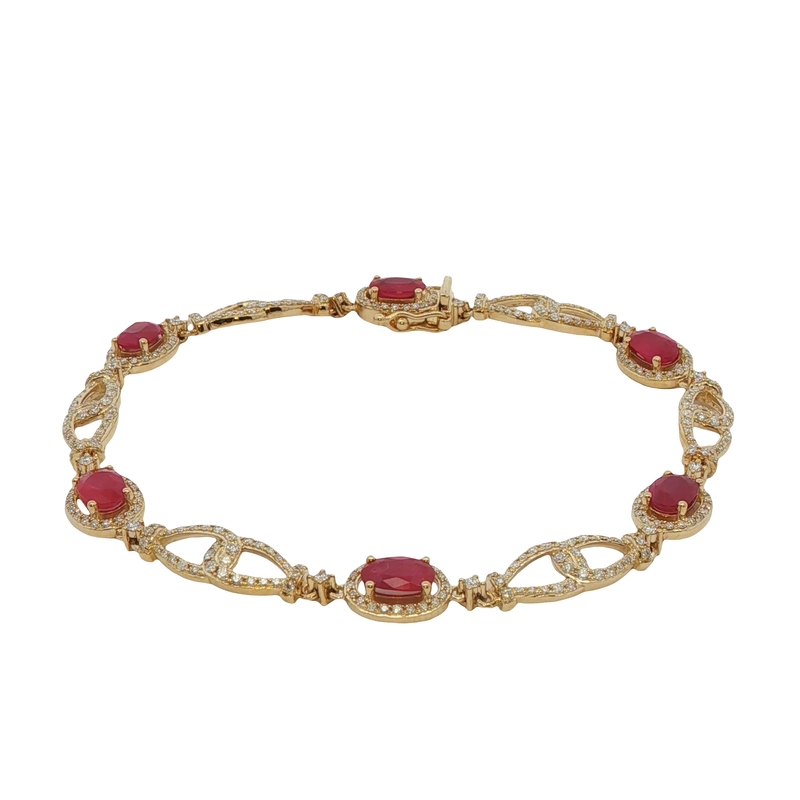14k Yellow Gold Ruby And Diamond Bracelet