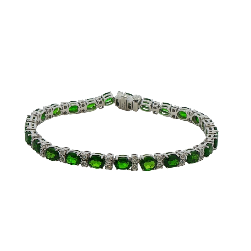 14k White Gold Russalite And Diamond Bracelet