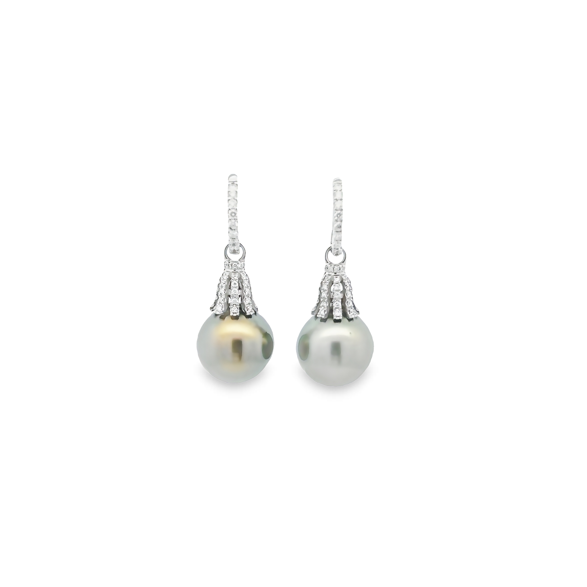 18k White Gold Tahitian Pearl Earrings