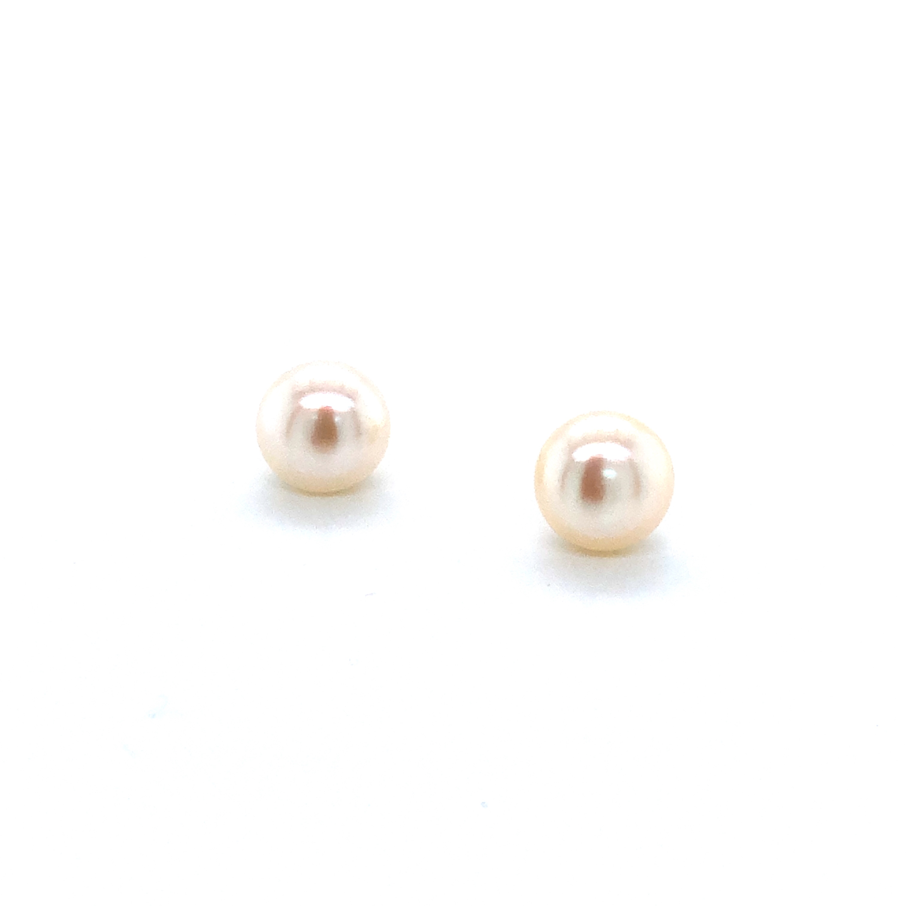 Lady's Yellow 14 Karat Stud Earrings 2 = Fresh Water White Pearls
