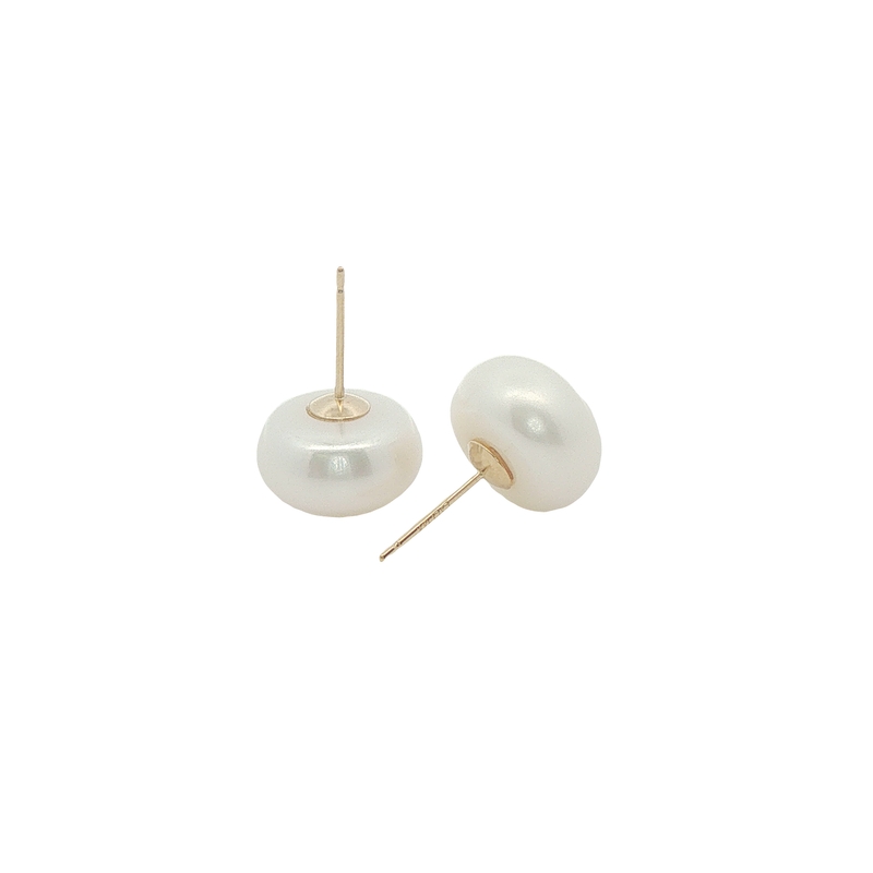 14k Yellow Gold Pearl Stud Earrings