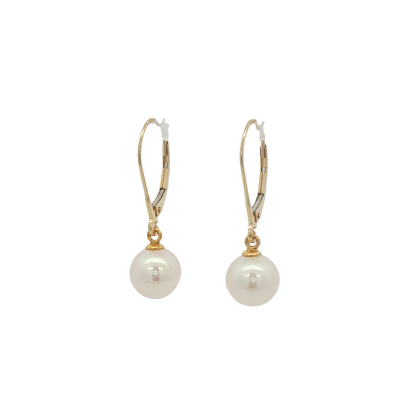 14k Yellow Gold Pearl Earrings