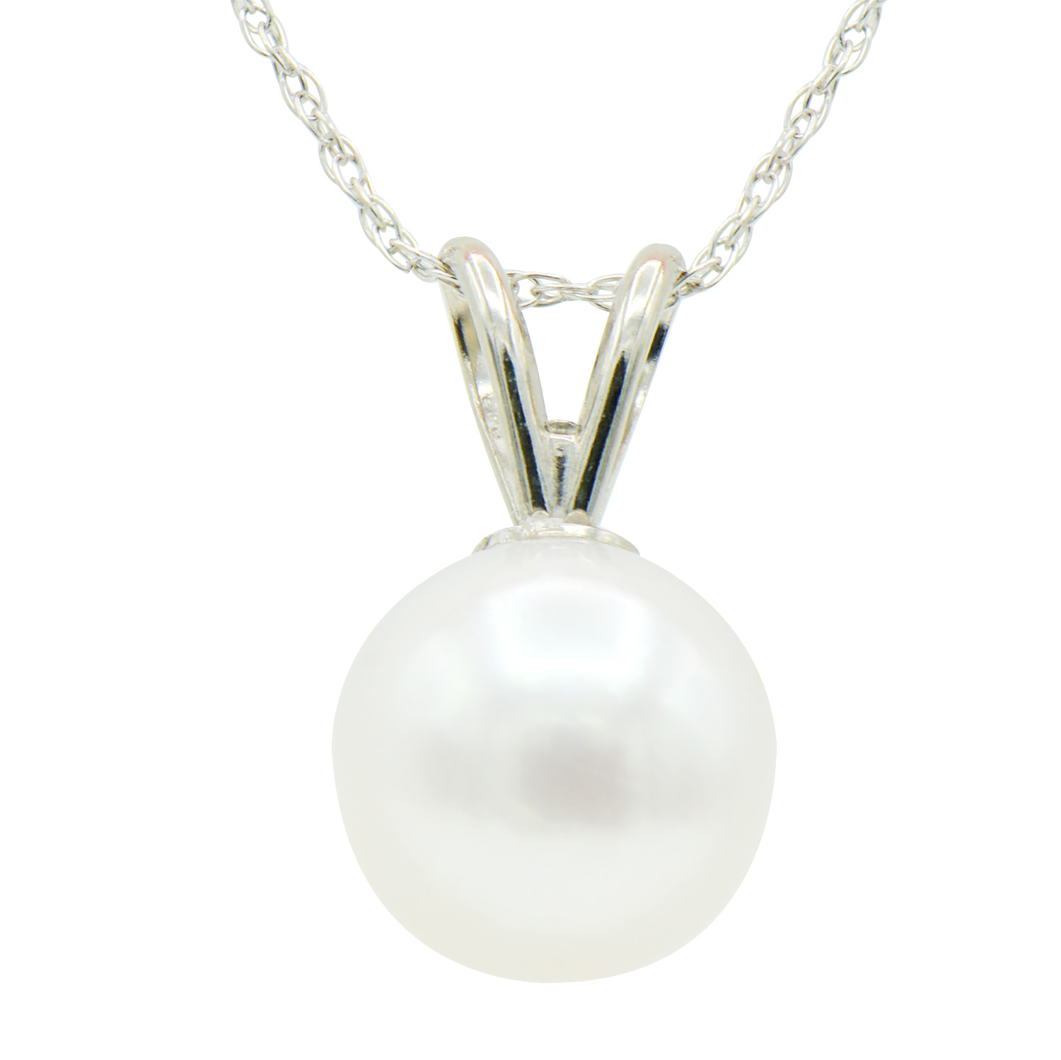 14k White Gold Pearl Pendant Necklace