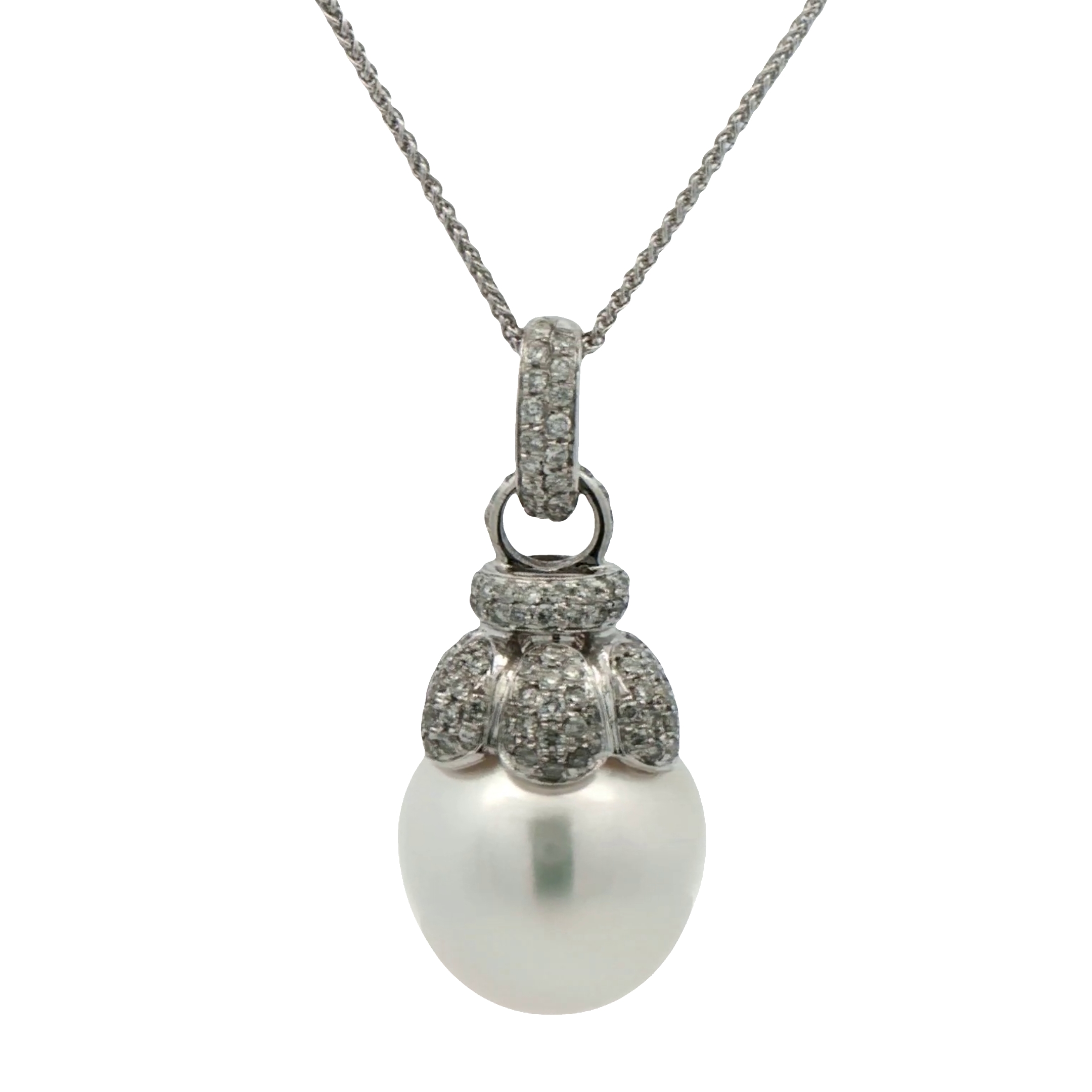 18k White Gold South Sea Pearl And Diamond Pendant