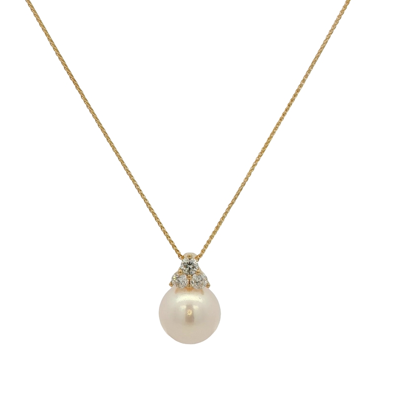 14k Yellow Gold Pearl And Diamond Pendant