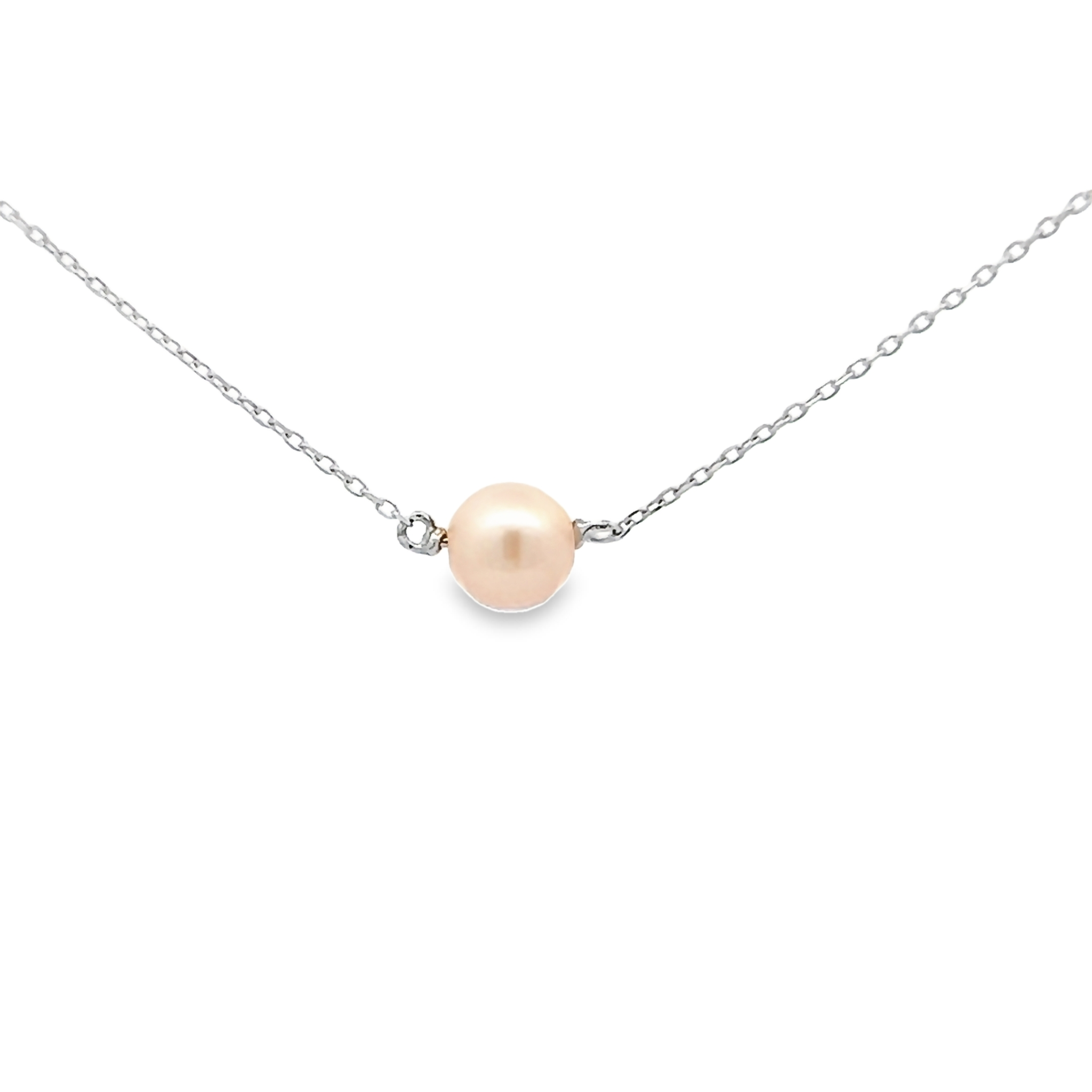 14k White Gold Single Pearl Necklace