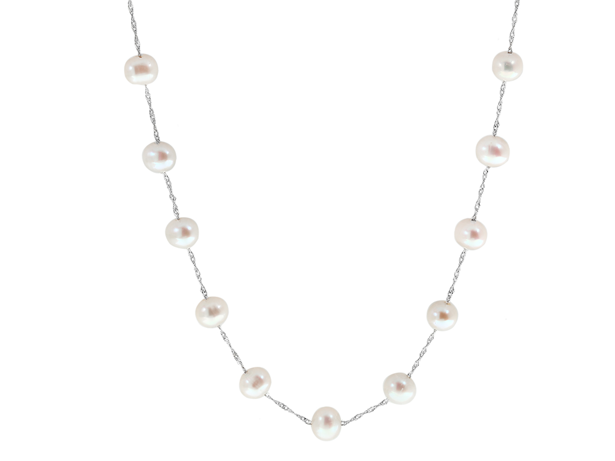 Lady's White 14 Karat Single Strand Length 18 With 23  Pearls