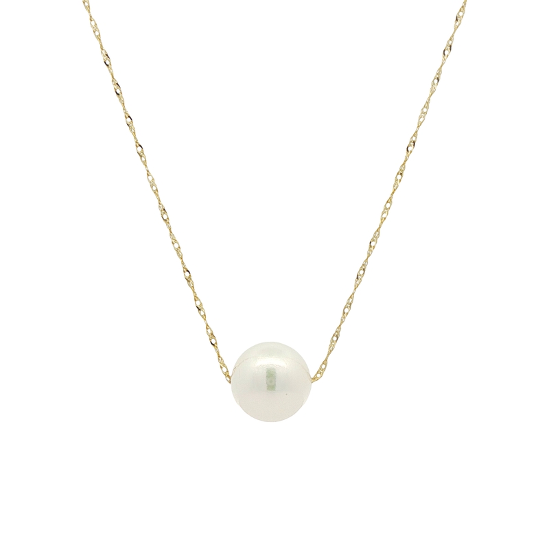 14k Yellow Gold Pearl Necklace